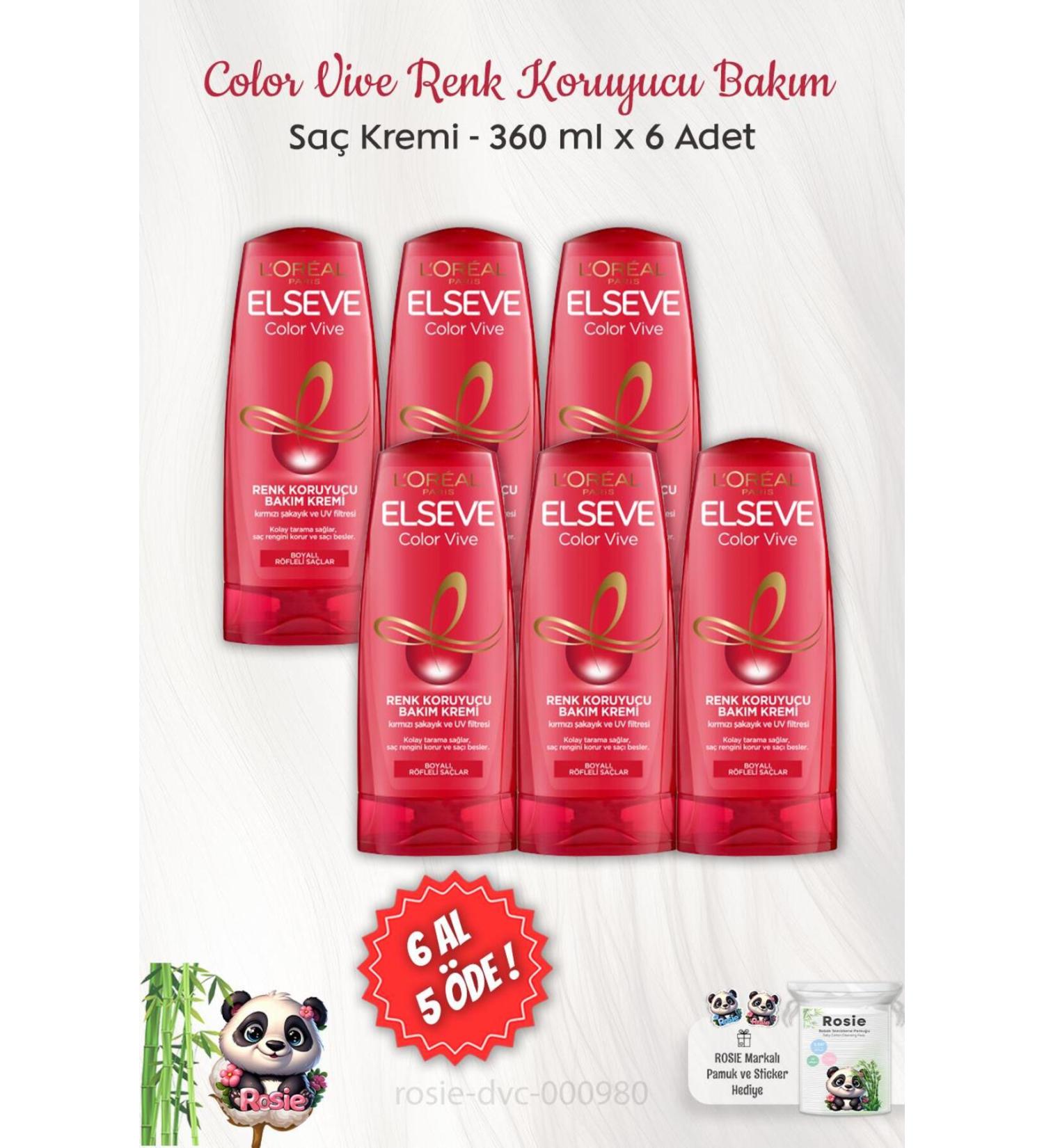 Elseve BUY 6 PAY 5 Color Vive Color Protective Care Cream 360 ml and ROSIE - Buy Online on GoSupps.com