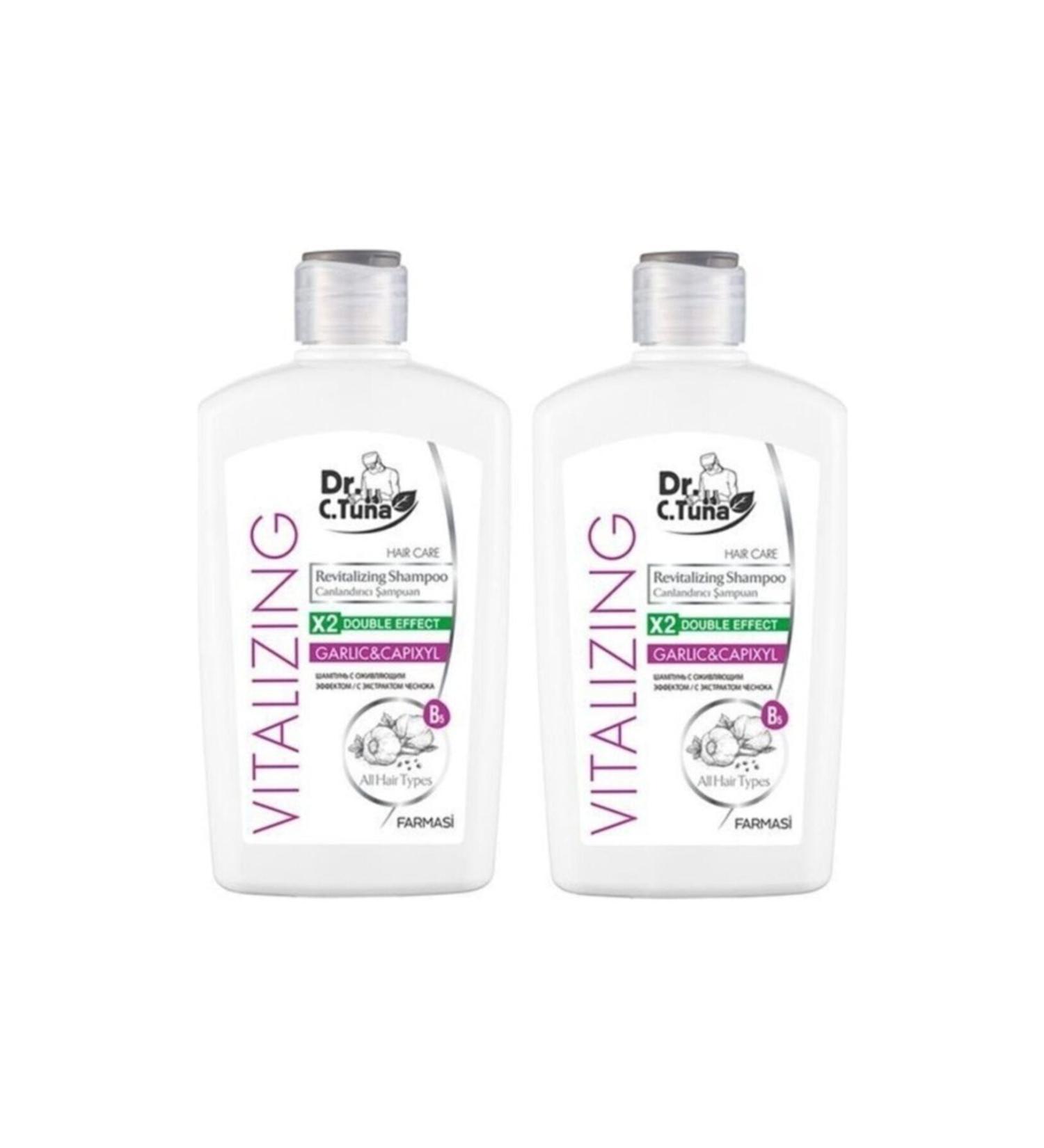 Farmasi 2-Pack Shampoo - Dr. C. Tuna Vitalizing Revitalizing Garlic Shampoo for All Hair 500 Ml - Buy Online on GoSupps.com
