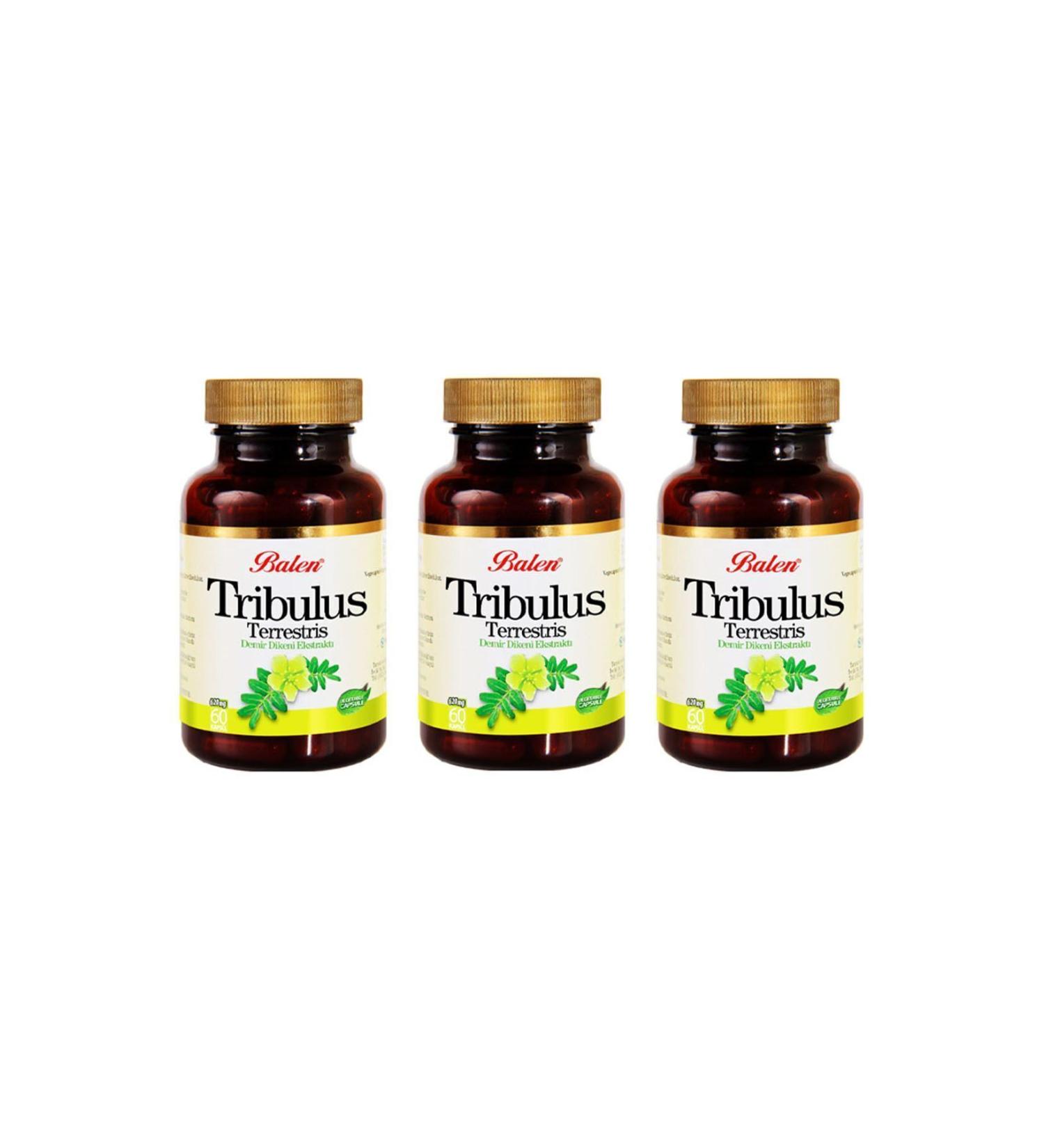 Balen Tribulus Terrestris-Iron Thorn Extract 620 Mg 60 Capsules X 3 Pieces