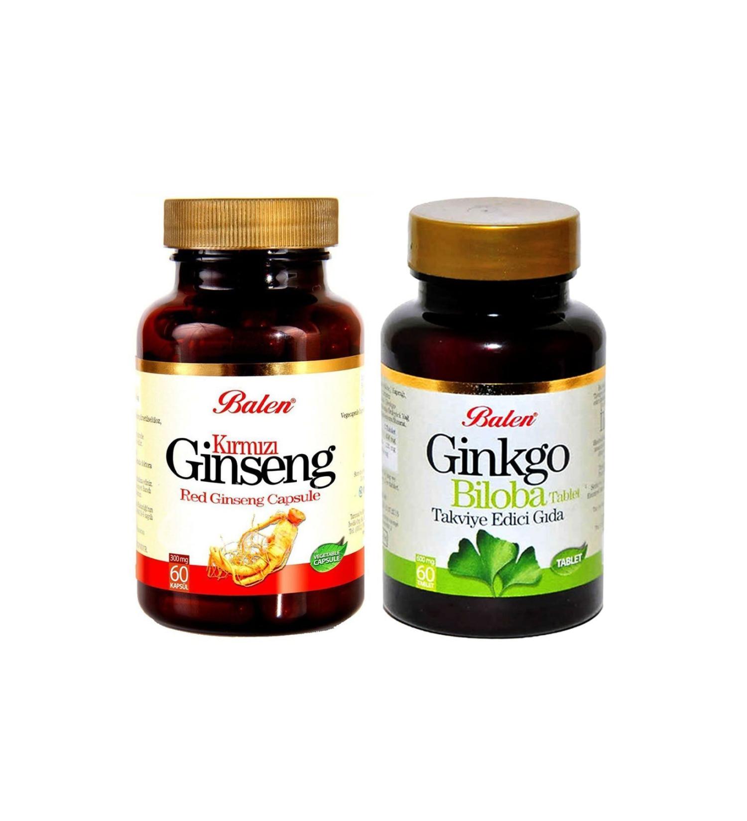 Balen Red Ginseng 375 Mg 60 Capsules Ginko Biloba 600 Mg 60 Tabs - Buy Online on GoSupps.com