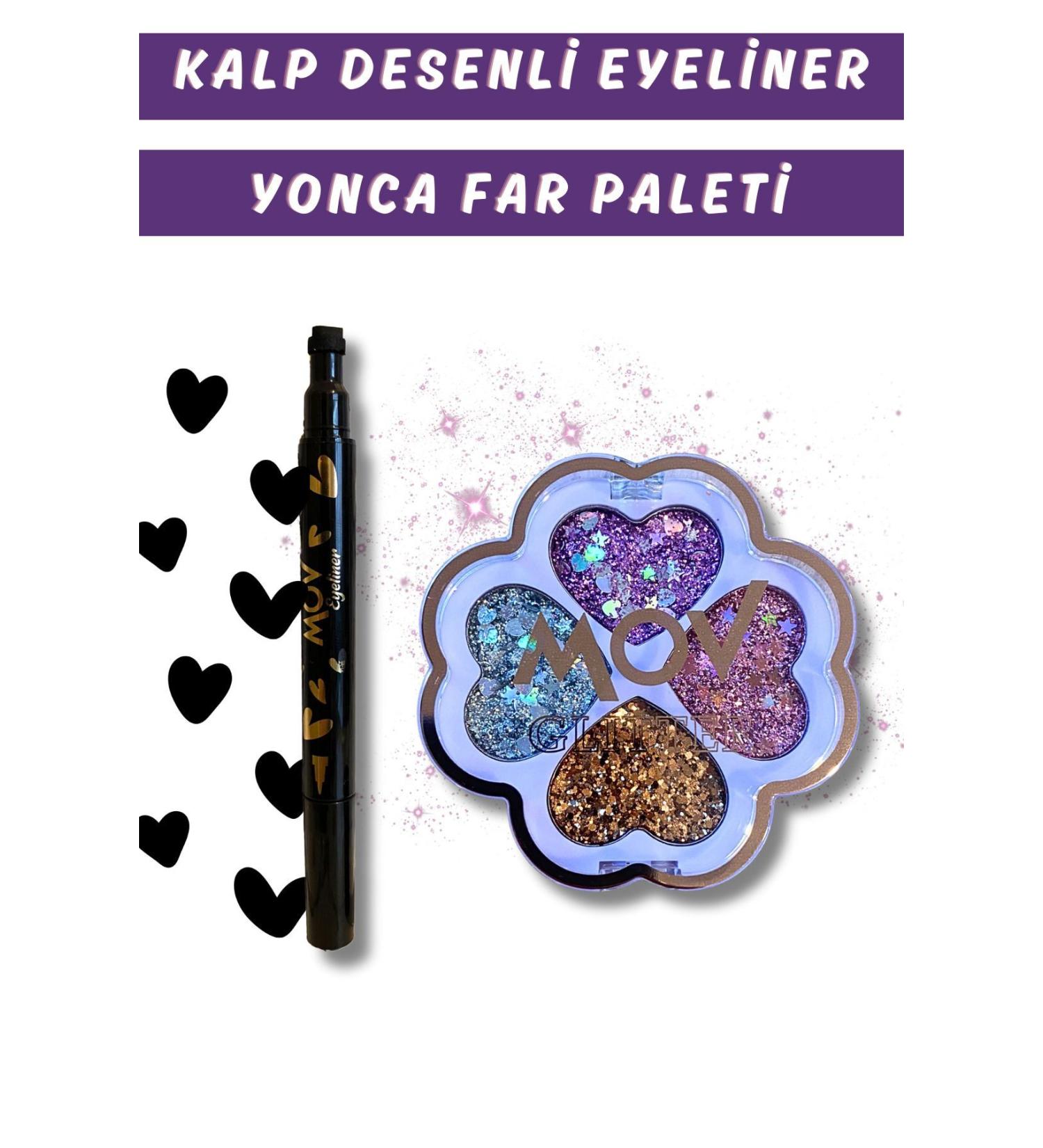 mov Heart Patterned Eyeliner + Clover Glitter Eyeshadow Palette