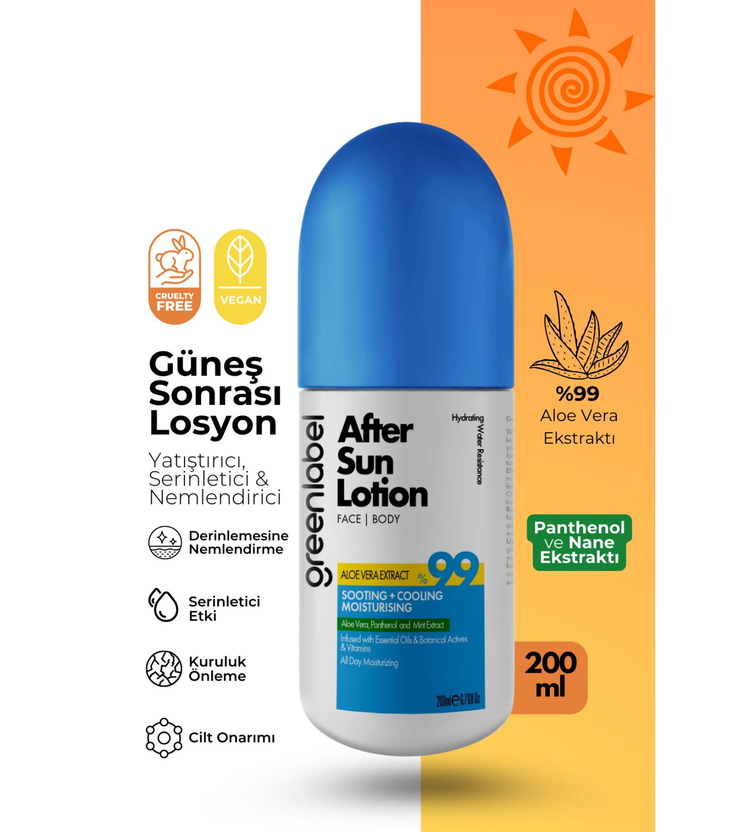 Green Label After Sun Body Lotion With Aloe Vera And Mint Extract 200 ml - Buy Online on GoSupps.com