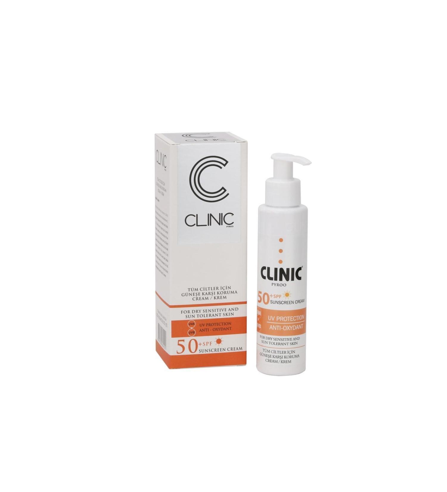 CLINIC PYROO Sun Protection Cream 50 Spf Suitable for All Skin Types. (125 ML) - Buy Online on GoSupps.com