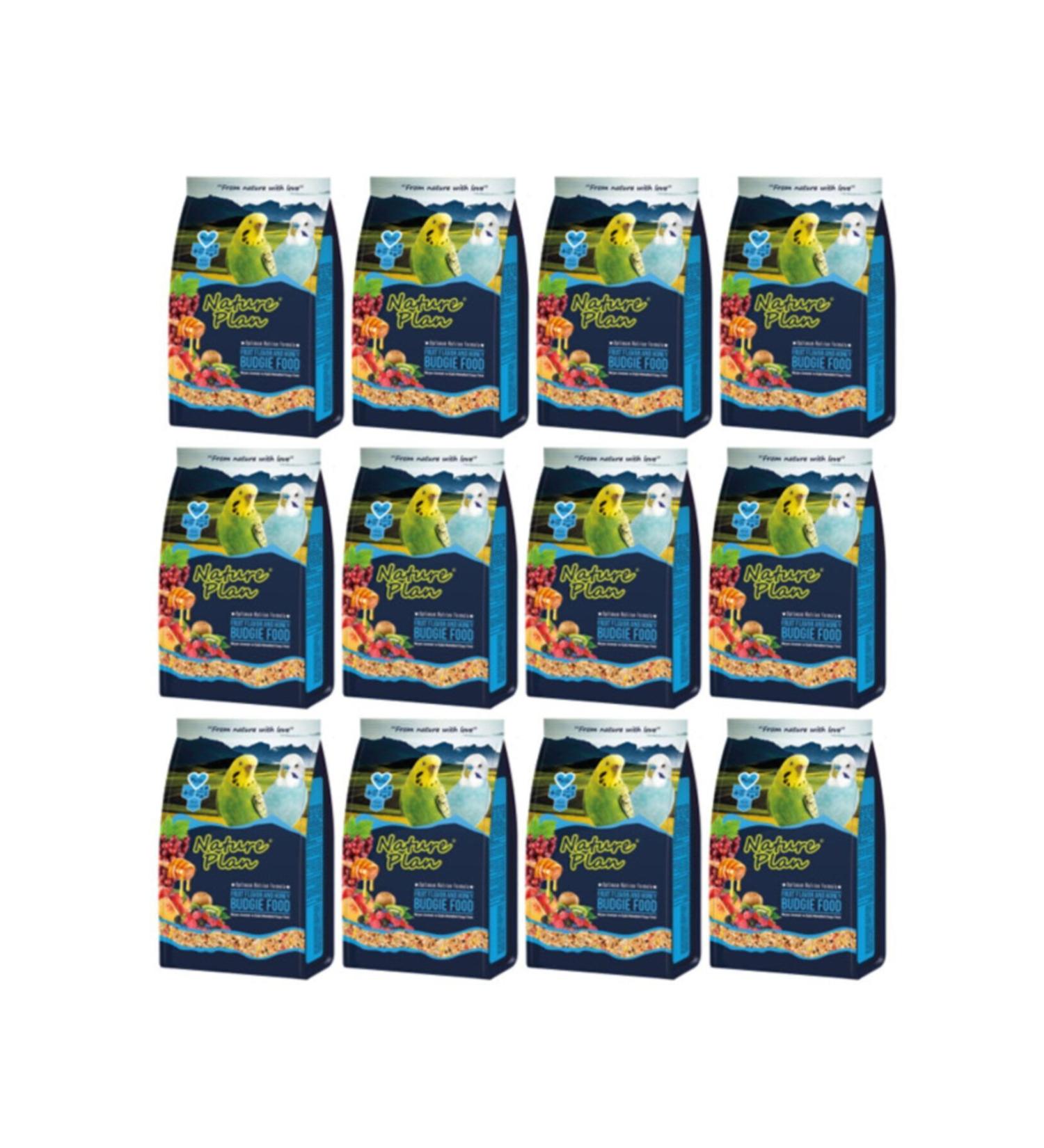 Nature Plan Fruit Flavored Honey Budgie Food 1000 gr X 12 Pieces