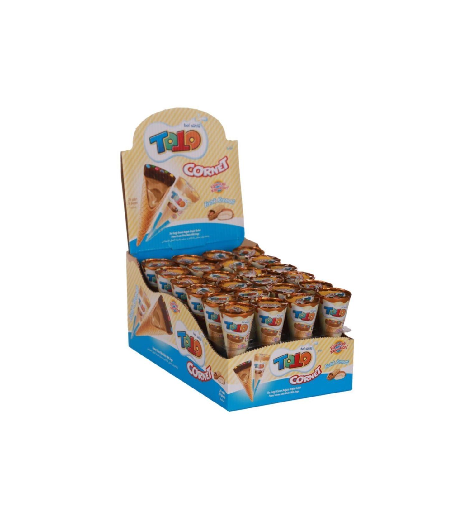 Elvan Toto Cornet Wafers with Peanut 25 Gr. 24pcs (1 Box)