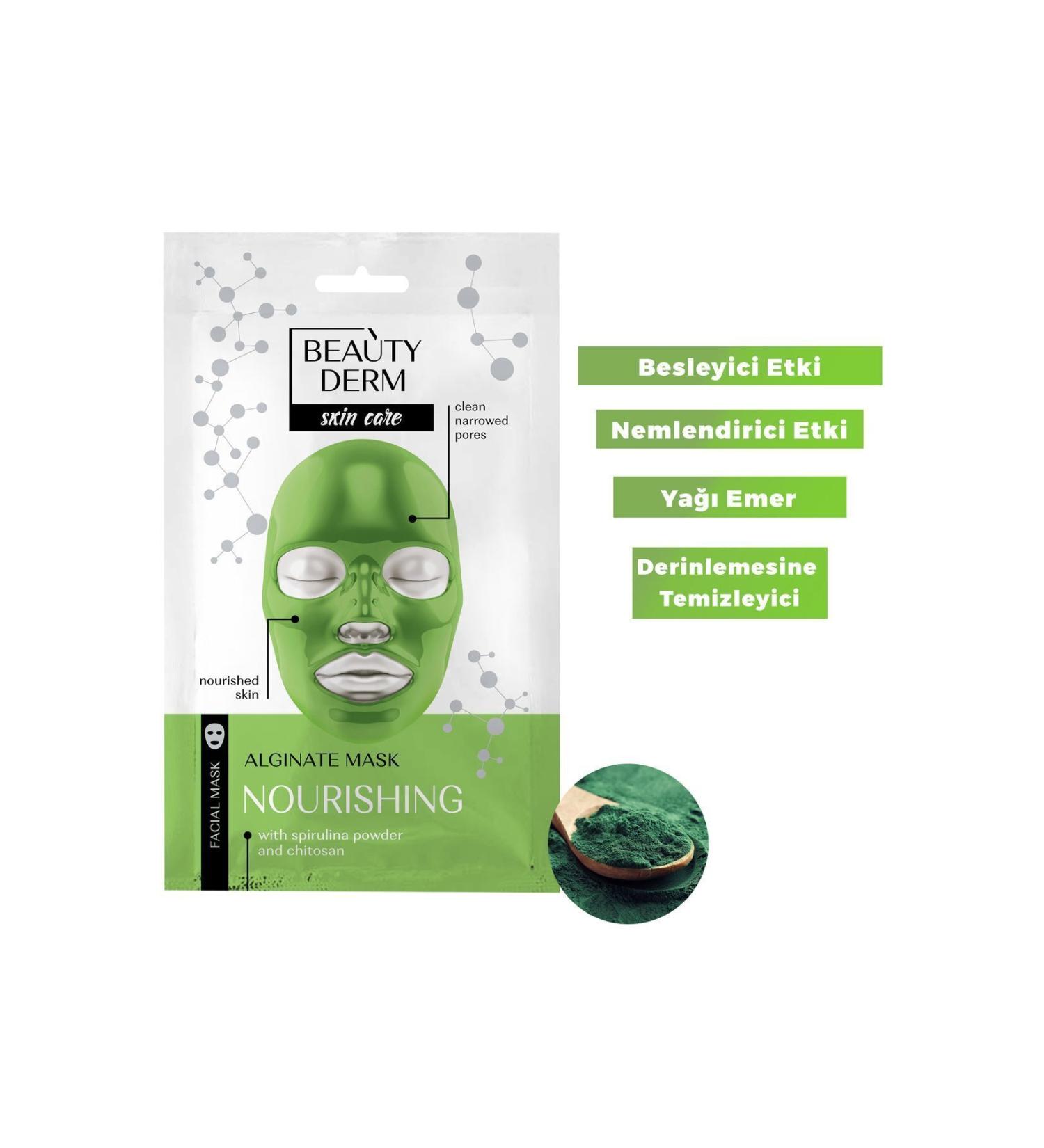 BEAUTY DERM Face Mask Alginate Mask Nourishing Spirulina Powder Absorbs Oil Nourishes Moisturizes Powder Mask - Buy Online on GoSupps.com