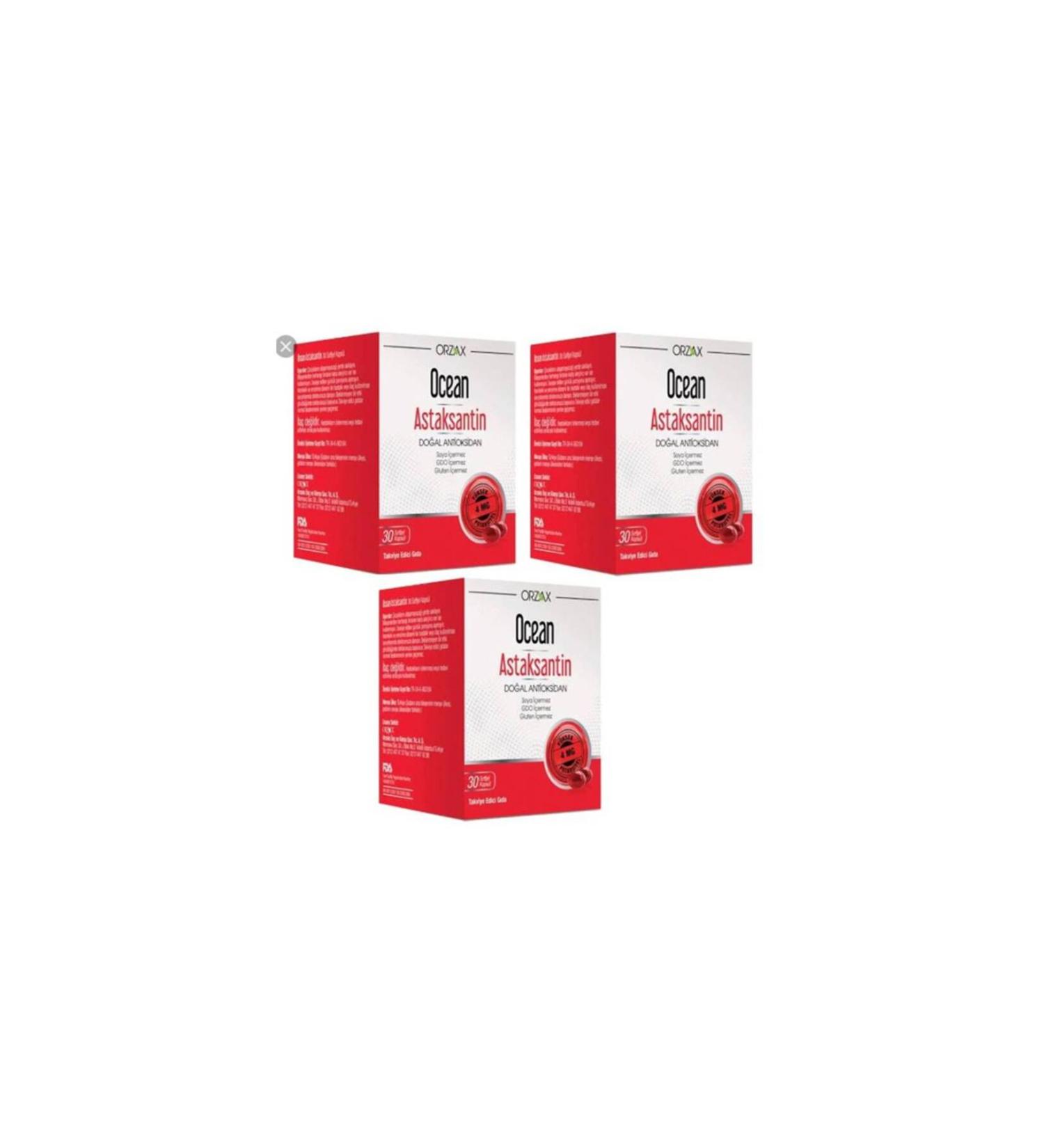 Ocean Astaxanthin Natural Antioxidant 30 Capsules 3 Pack