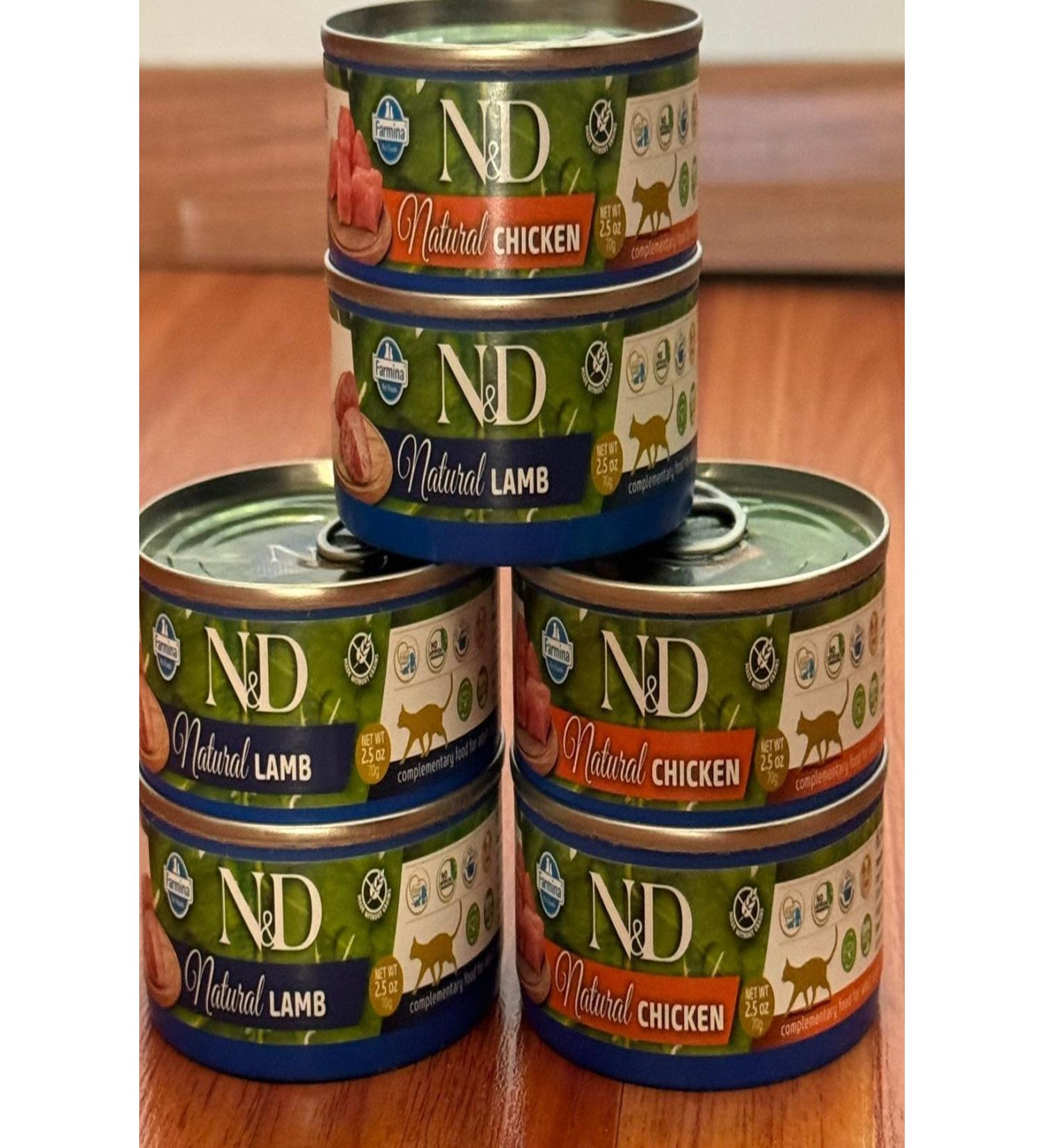 N & DN & D Meat Lamb and Chicken Cat Canned Food 6x70gr
