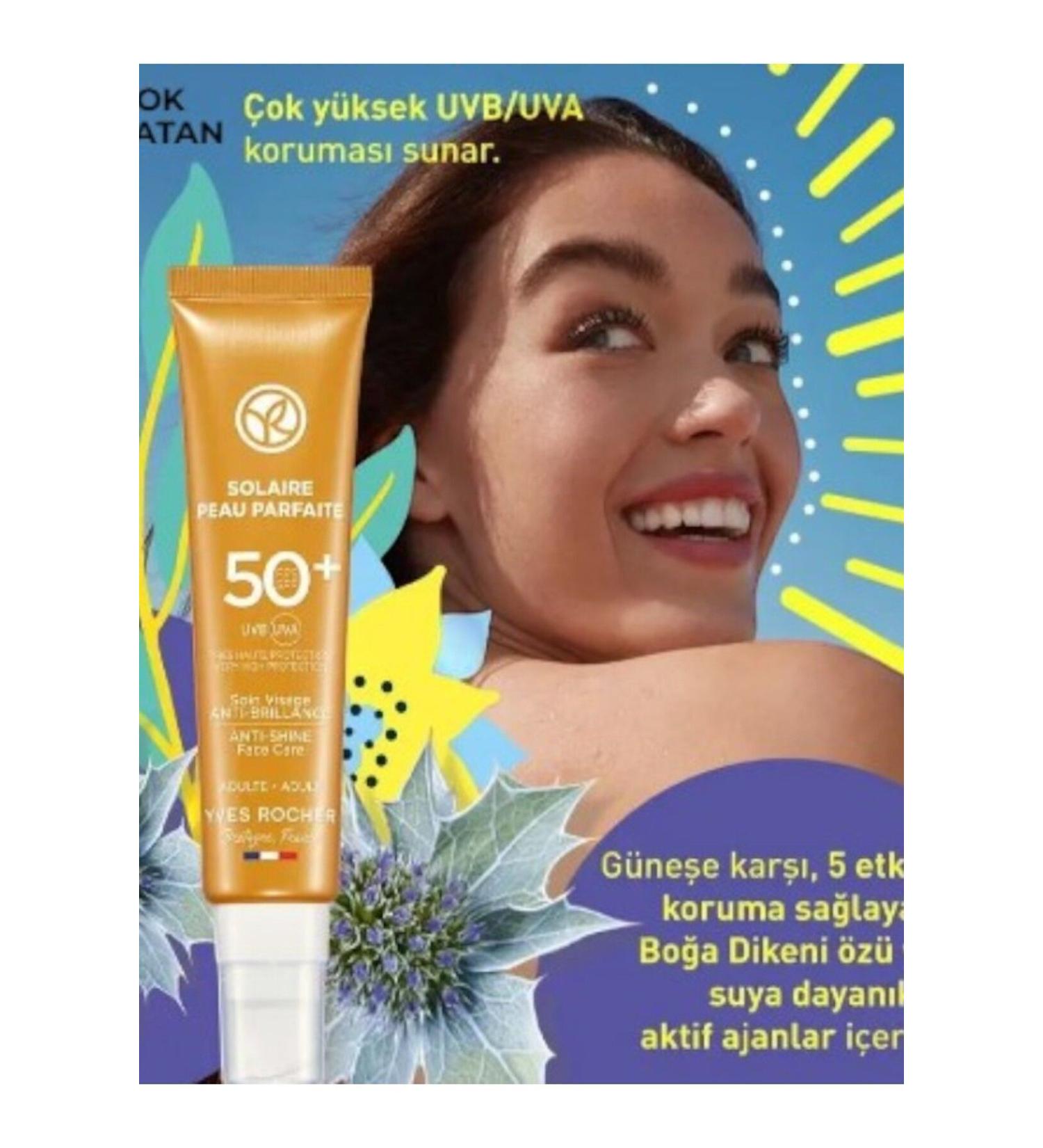 Yves Rocher Face Sun Cream - SPF 50+ - Anti-Shine / Solaire Peau Parfaite - Buy Online on GoSupps.com