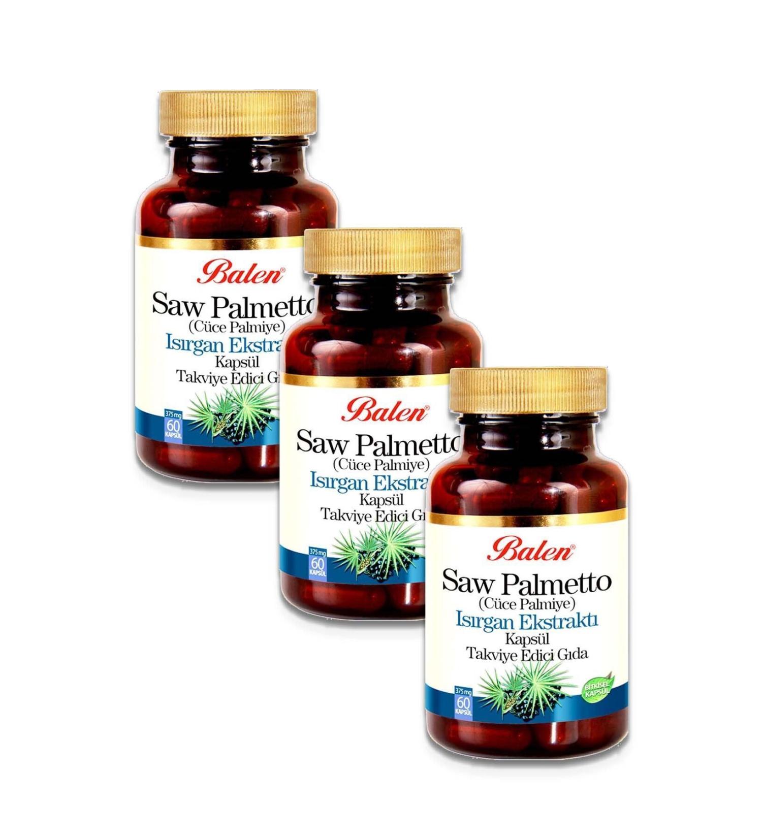 Balen Saw Palmetto Nettle Extract Zinc 375mg 60 Capsules X 3 Pieces