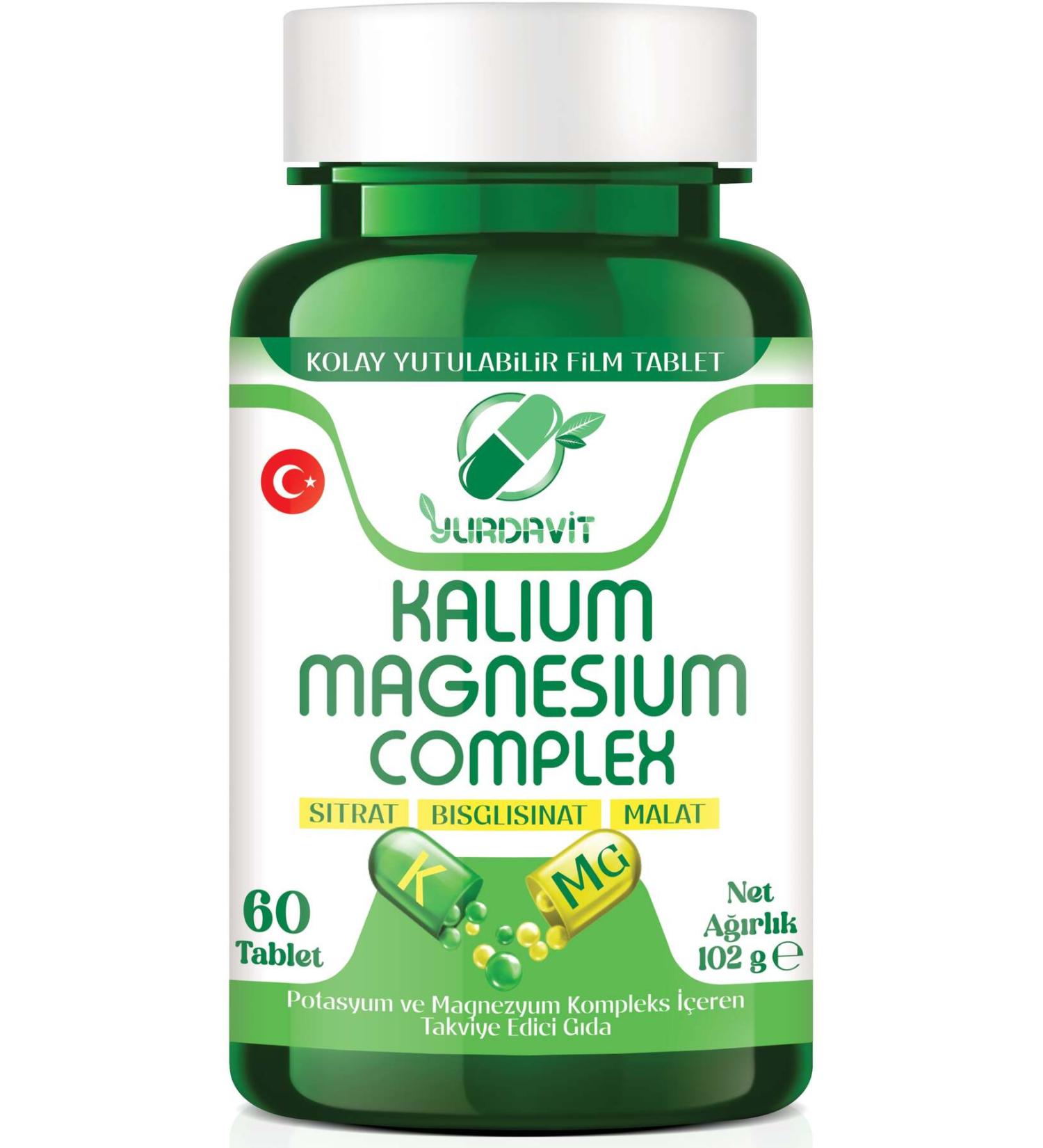 Yurdavit Magnesium Potassium 60 Tablets Kalium Magnesium - Buy Online on GoSupps.com