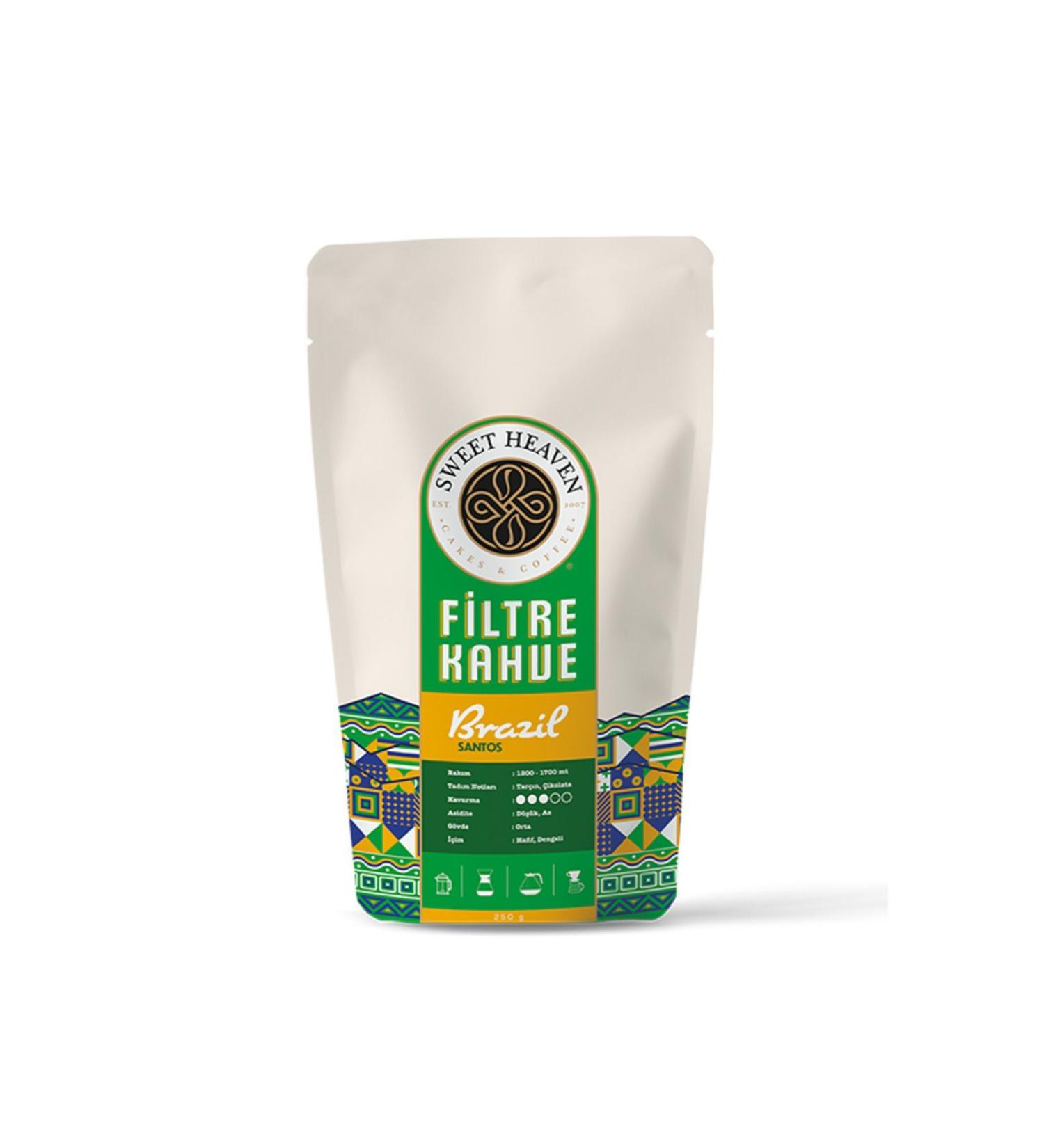 sweet heaven Brazil Santos 250gr X 2 Pack- Ground Filter Coffee