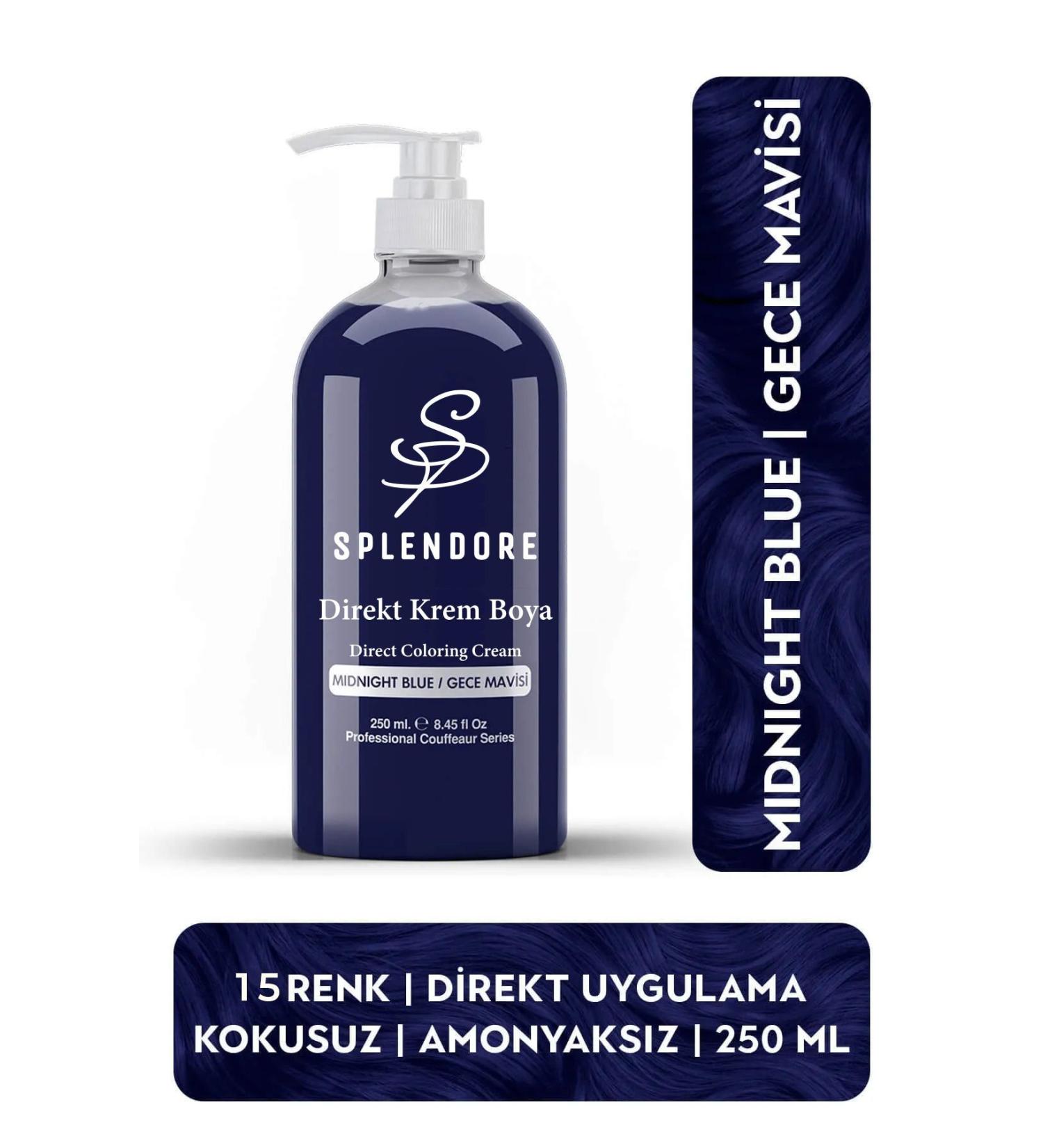 Splendore Midnight Blue Ammonia Free Color Hair Dye 250ML