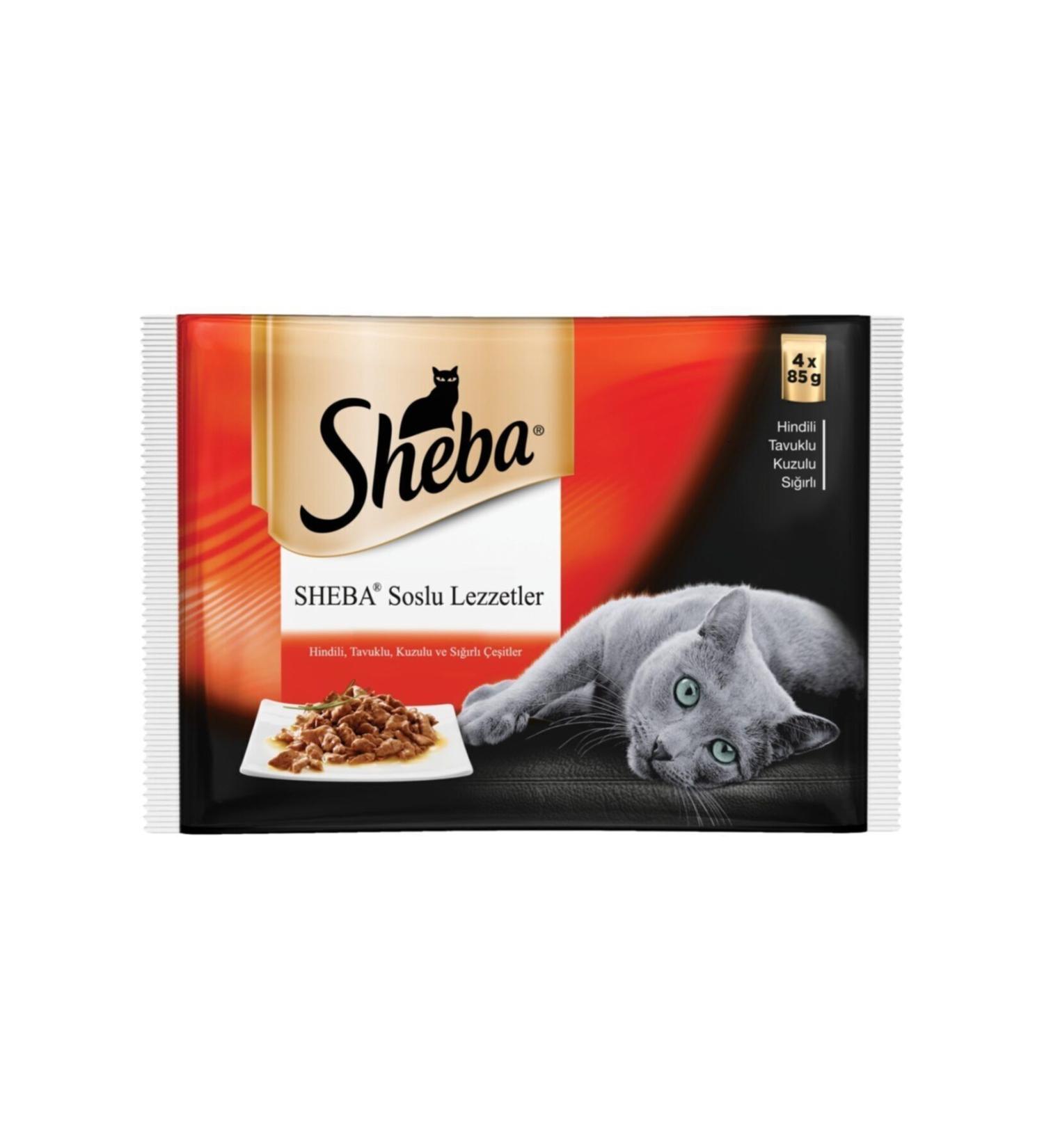 SHEBA Cat Pouch Multipack Meaty Varieties 4 X 85 gr X 4 Pieces - Buy Online on GoSupps.com