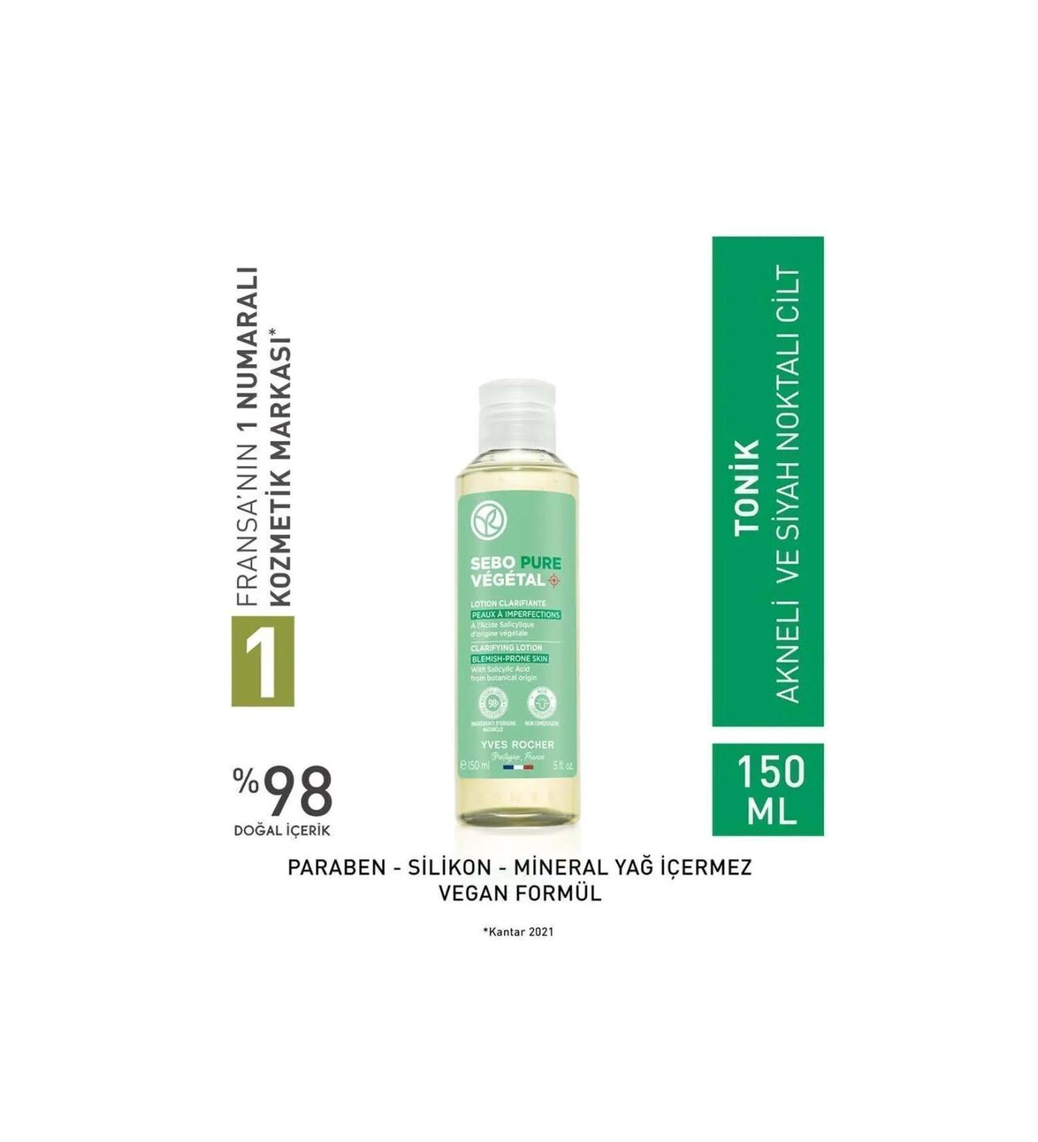 Yves Rocher Sebo Pure Vegetal-Pore Tightening Purifying Toner with Salicylic Acid & Citric Acid 150ML - Buy Online on GoSupps.com