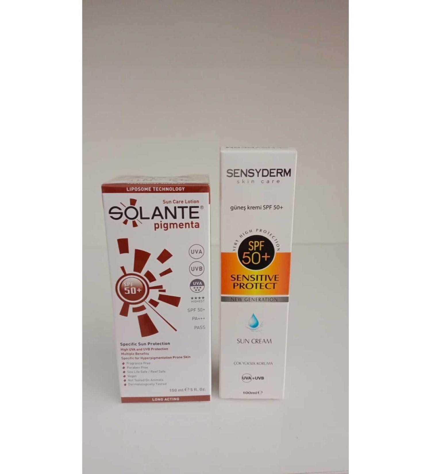 Solante Pigmenta Lotion Spf 50 150 ml - Sensyderm Children's Sun Cream Spf 50 100 ml High Protection