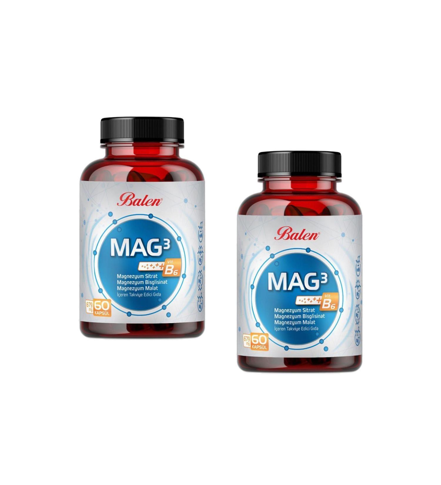 Balen Mag 3 Magnesium Citrate & Bisglycinate & Malate 679 Mg 60 Cap. X 2 Pieces