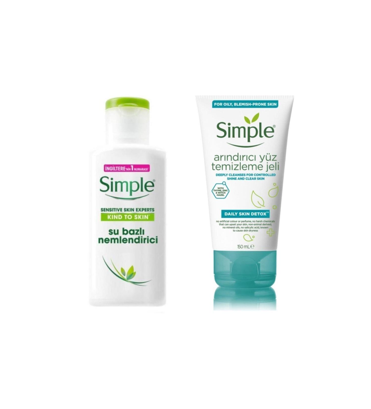 Simple Water-Based Moisturizer 125 ml and Purifying Facial Cleansing Gel 150 ml