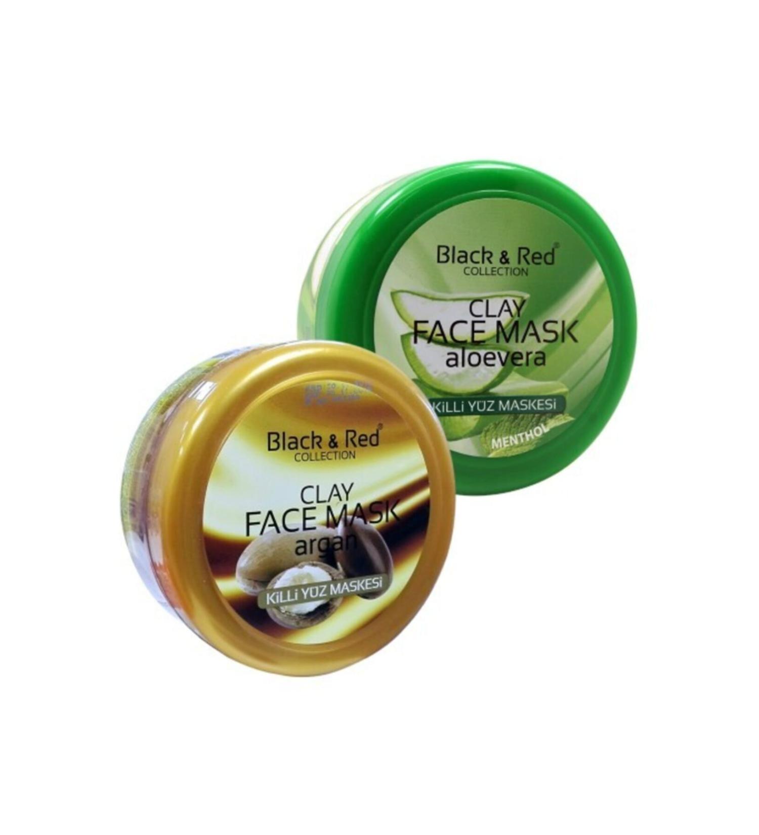 Black Red Argan Clay Face Mask 400 ml and Aloe Vera Clay Mask 400 ml