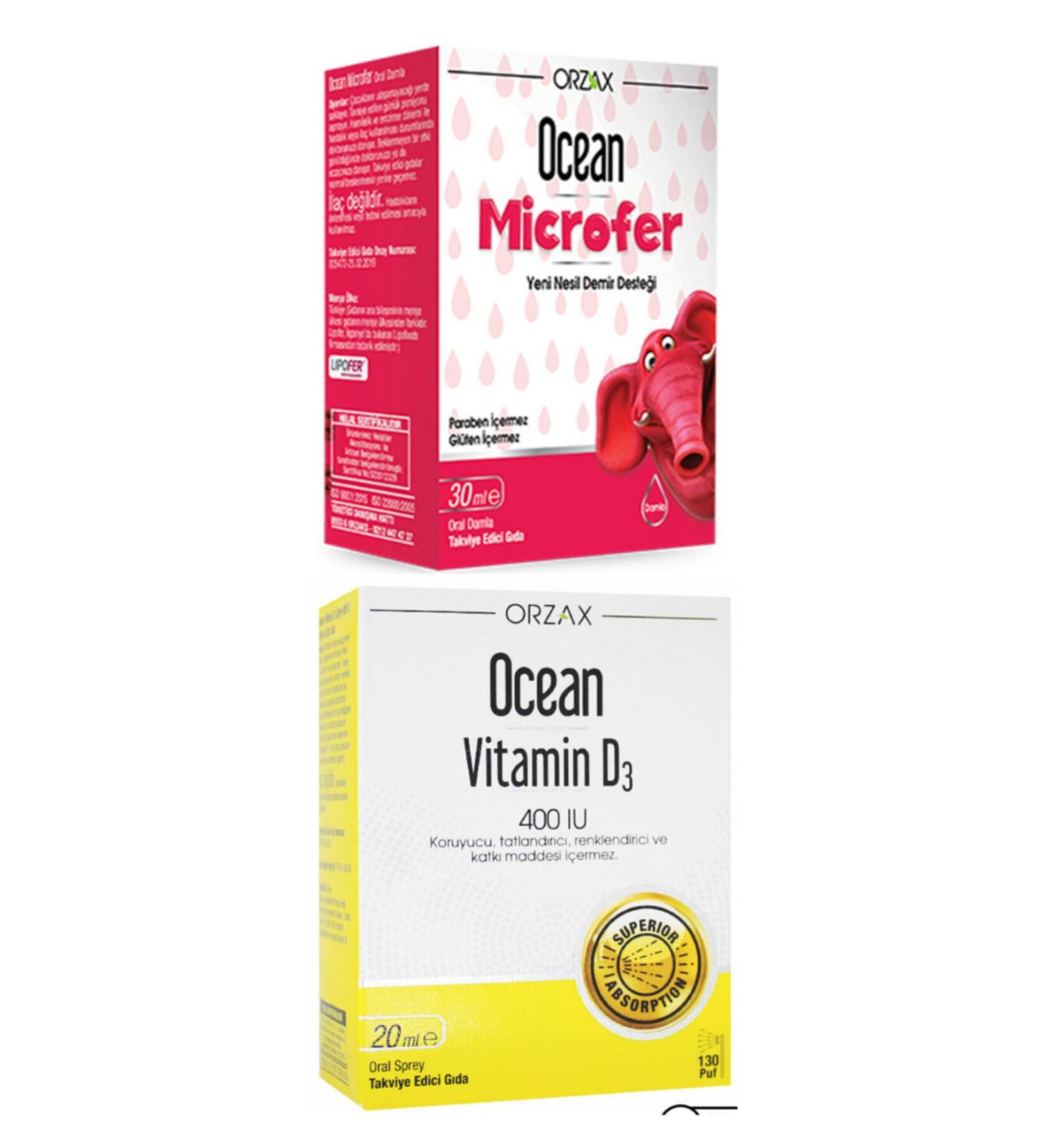 Ocean Ocean Microfer Oral Drops 30 ml + Ocean Vitamin D3 400iu Spray 20 ml