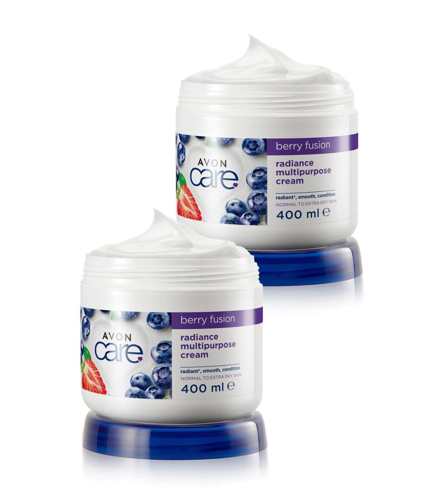 Avon Care Blueberry and Strawberry Essence Hand Face and Body Cream 400 ml. Set of Two
