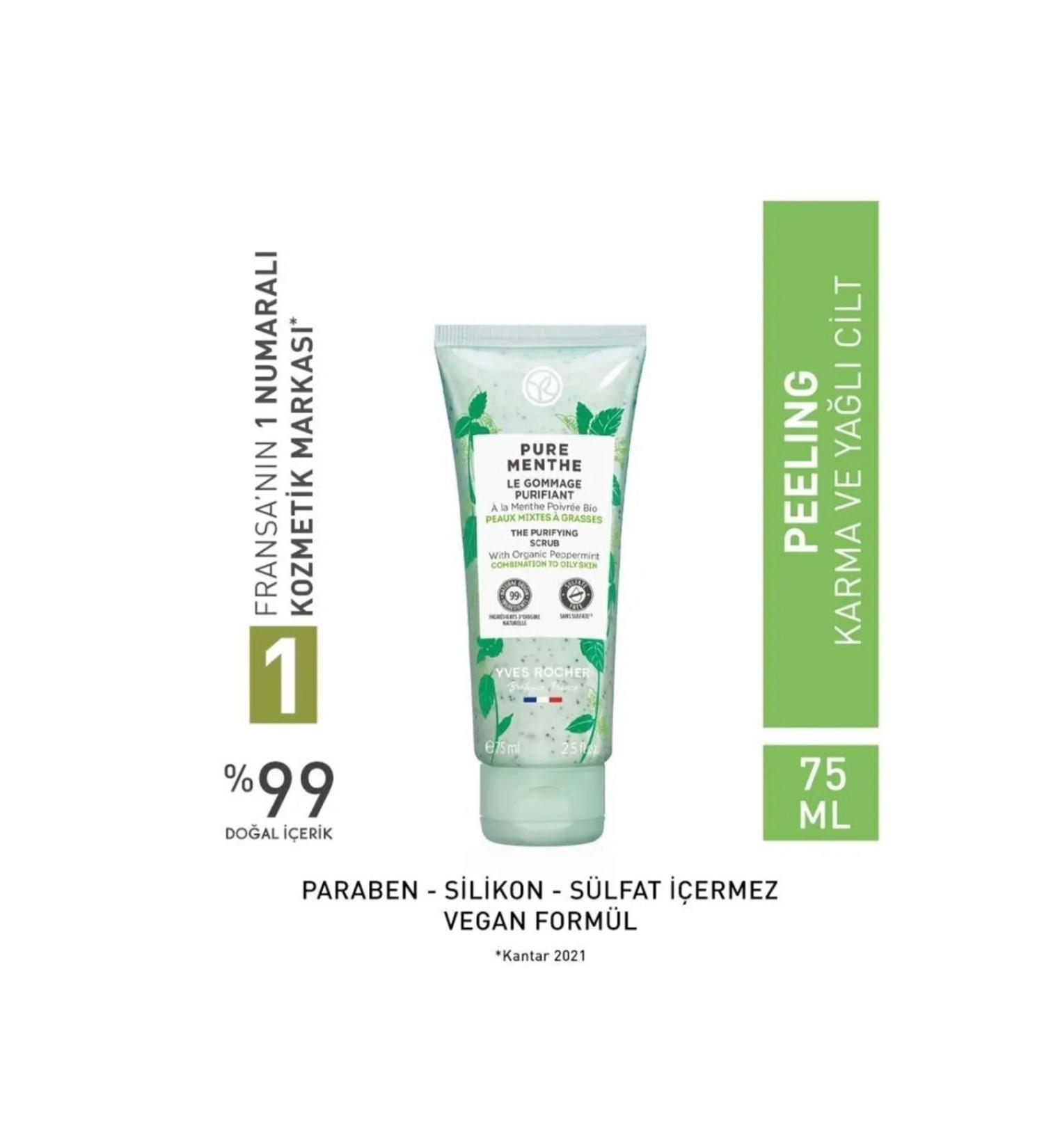 Yves Rocher Pore Tightening and Purifying Prebiotic Facial Peeling for Combination and Oily Skin Pure Menthe 75 ml - Buy Online on GoSupps.com