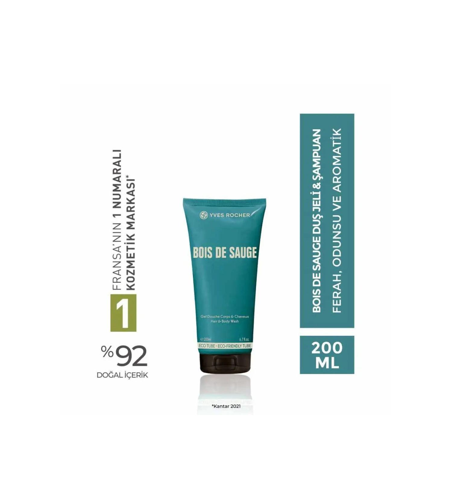 Yves Rocher Bois de Sauge Hair and Body Shampoo Woody Aromatic and Fresh - Carest Cosmetic