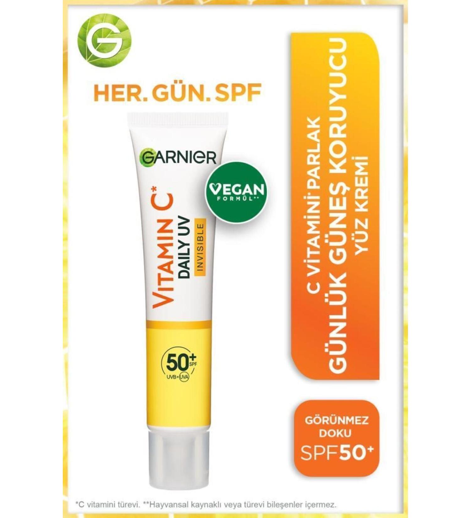Garnier VITAMIN C DAILY SUNSCREEN FLUID FACE CREAM INVISIBLE TEXTURE SPF50 40ML KeyOn2812 - Buy Online on GoSupps.com