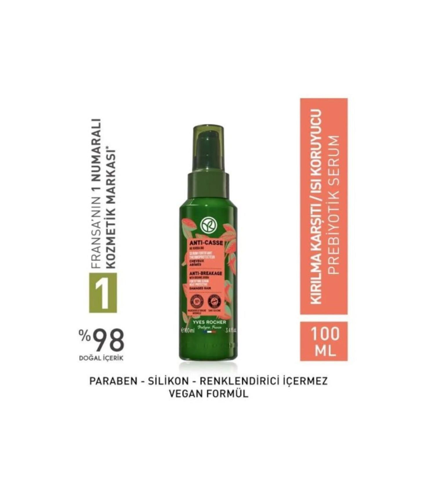 Yves Rocher Anti-Breakage Prebiotic Serum - Damaged Hair / Heat protector Organic Jojoba Oil 100 ml - Buy Online on GoSupps.com