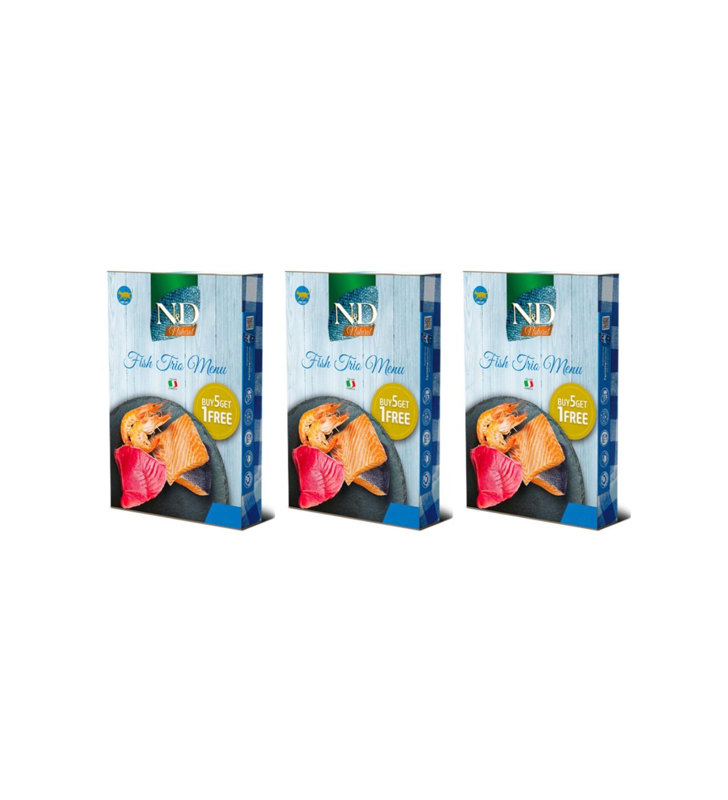 N & D Fish Trio Menu Fish Adult Cat Canned Food 70gr (BUY 6 PAY 5) - 3 Pack
