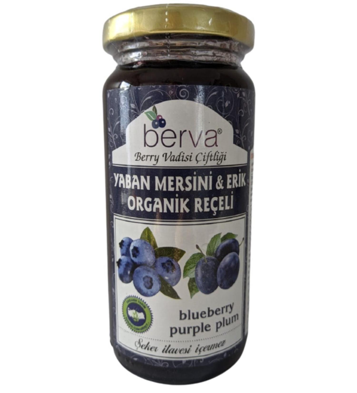 BERVA Blueberry & Plum Organic Jam 260 Gr