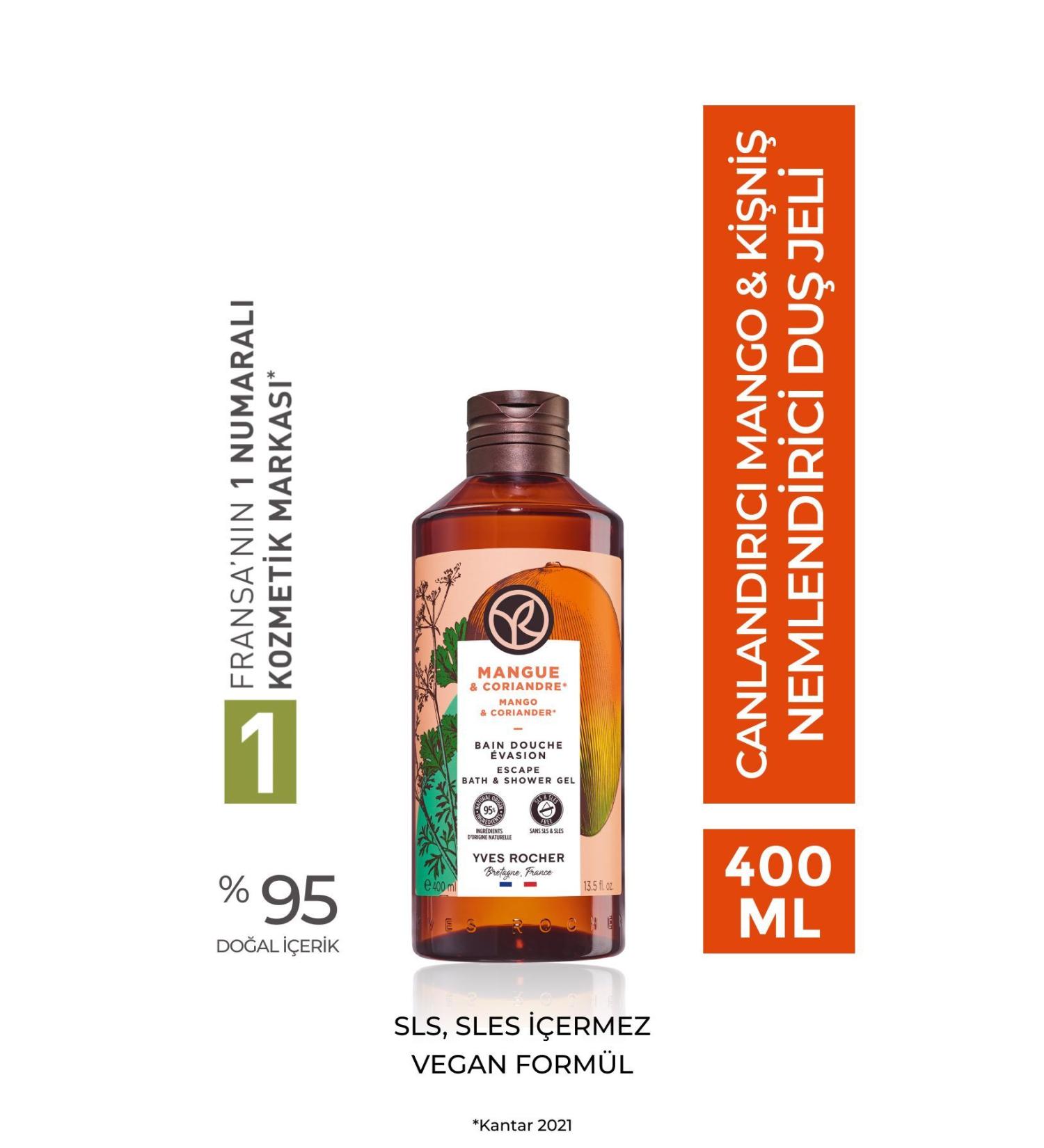 Yves Rocher Moisturizing Shower Gel - Revitalizing Mango Coriander- 400ml-46666 - Buy Online on GoSupps.com