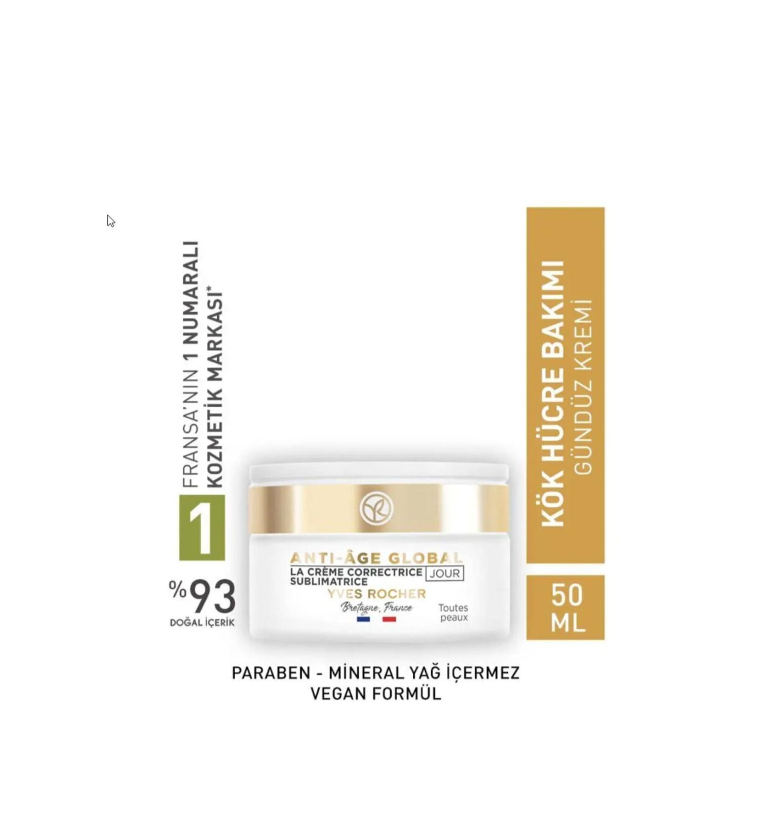 Yves Rocher Day Cream - Regenerating Anti-Aging Herbal Stem Cell Care / Anti-Age Global 50 ML - Buy Online on GoSupps.com