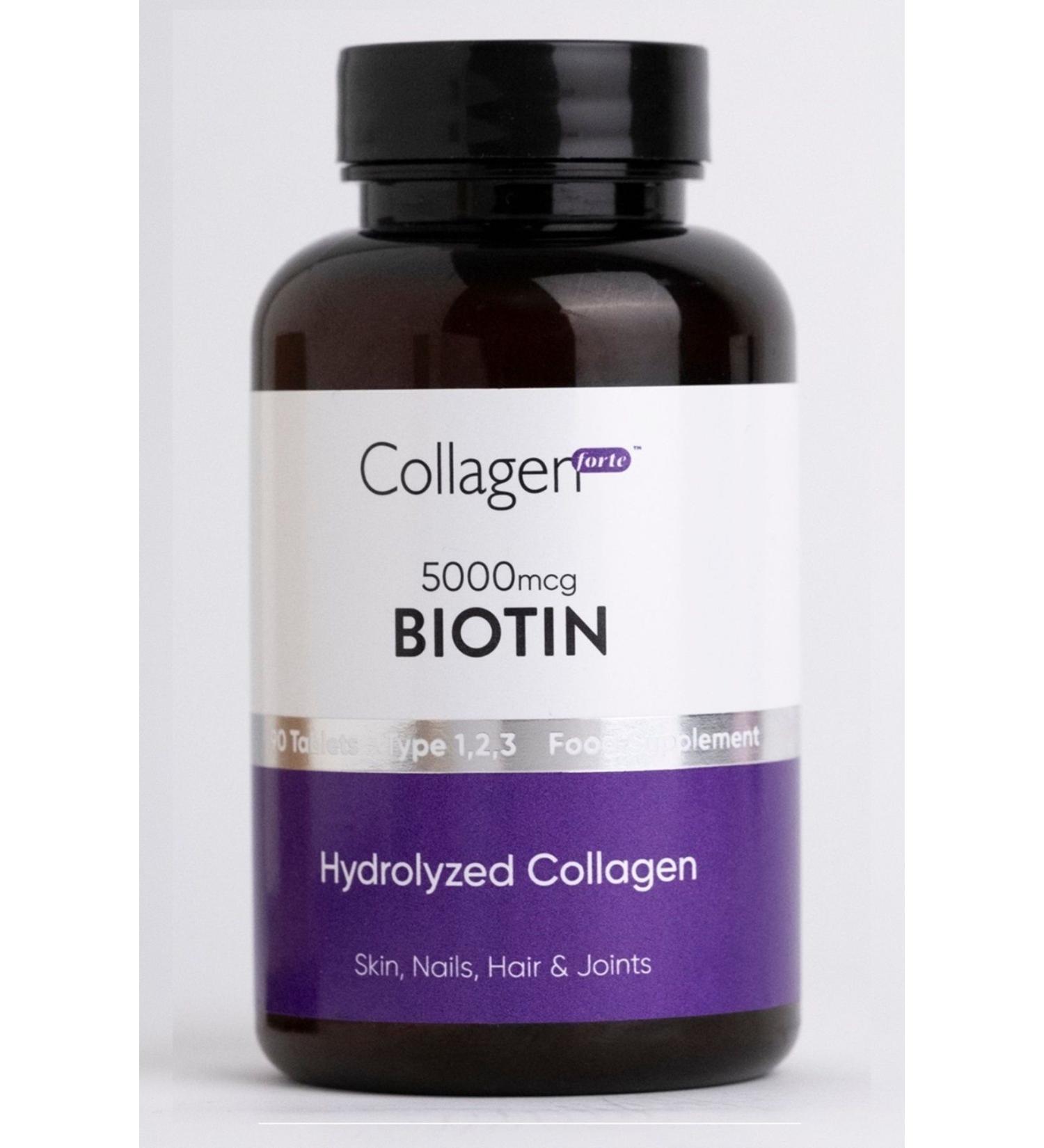 Collagen Forte Platinum Biotin 5000mcg & Collagen 1500mg X 90 Tablets Hair Vitamin Strengthening Food Supplement - Buy Online on GoSupps.com