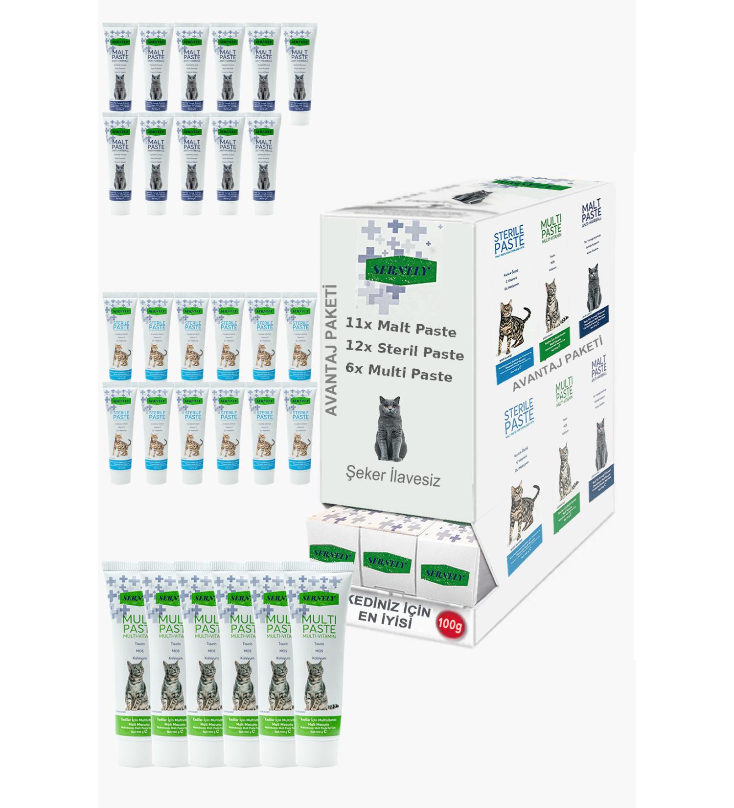 Sernely Cat Vitamin Advantage Package (Sterile Paste 12x100gr Malt Paste 11x100gr Multi Paste 6x100gr)-113