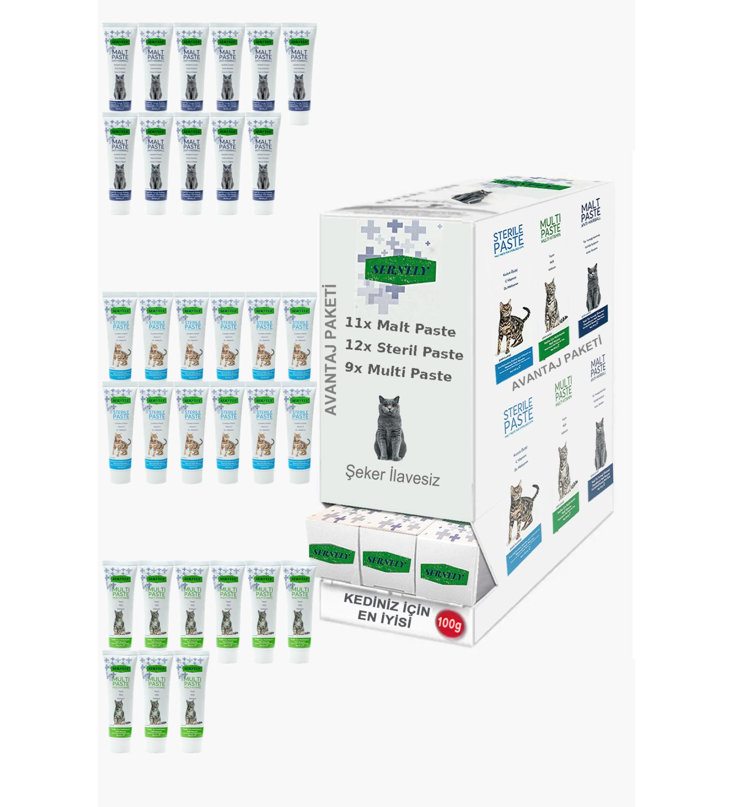 Sernely Cat Vitamin Advantage Package (Sterile Paste 12x100gr Malt Paste 11x100gr Multi Paste 9x100gr)-029