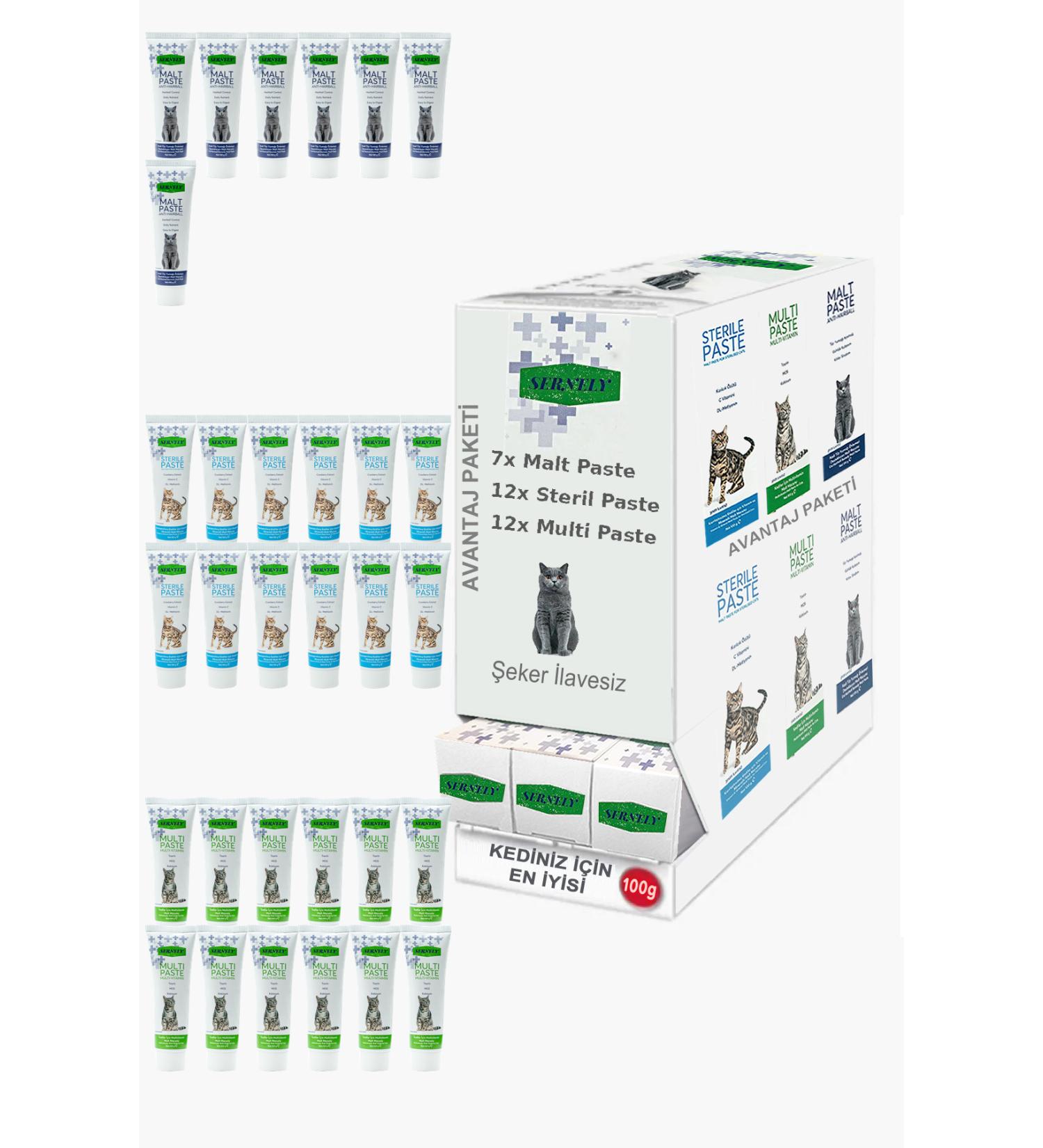 Sernely Cat Vitamin Advantage Package (Sterile Paste 12x100gr Multi Paste 12x100gr Malt Paste 7x100gr)-072
