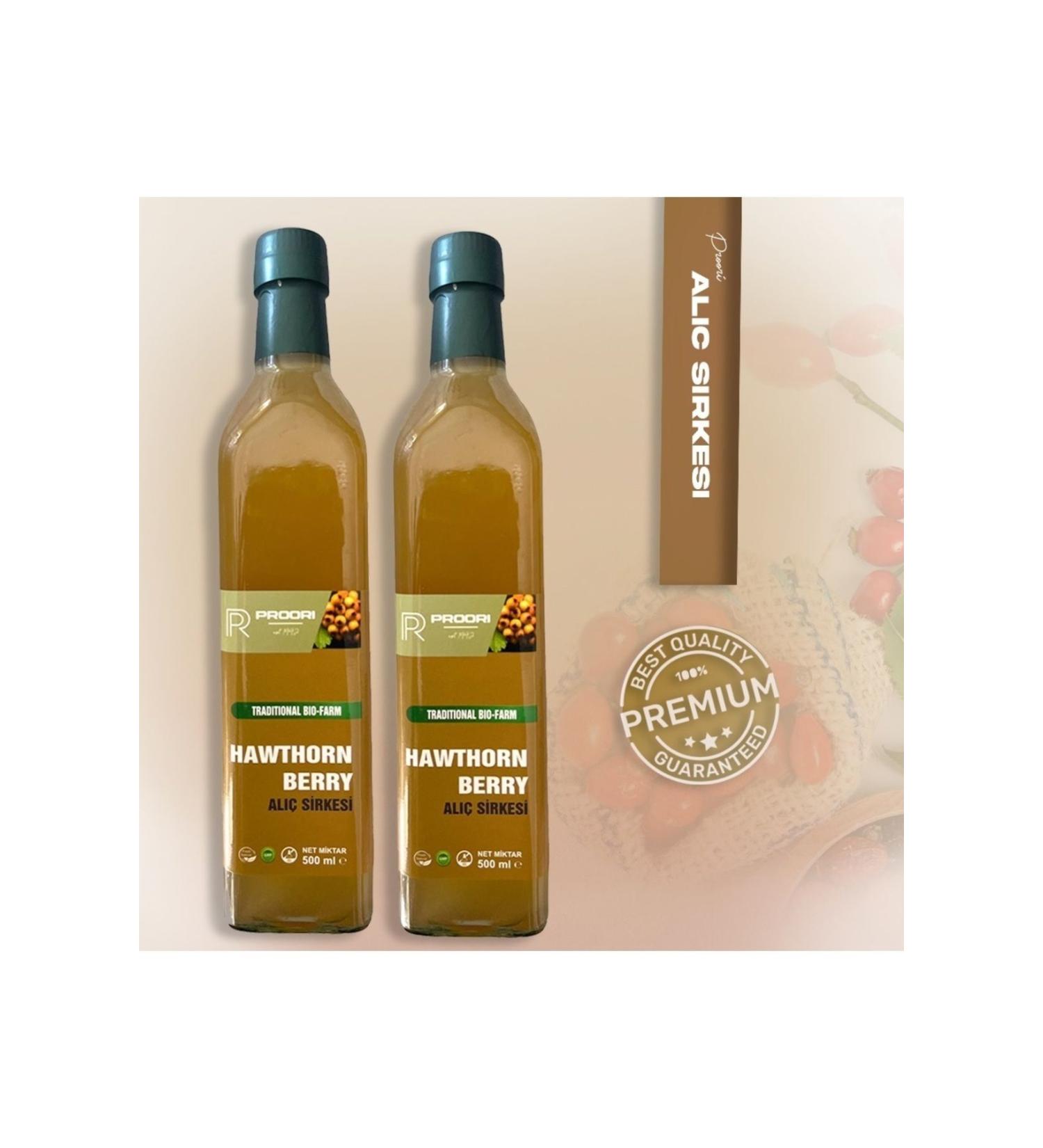 Proori Organic Aged Hawthorn Vinegar 500 ml Drinkable Natural Fermentation 2-Pack Detox Pack (1000 ML)