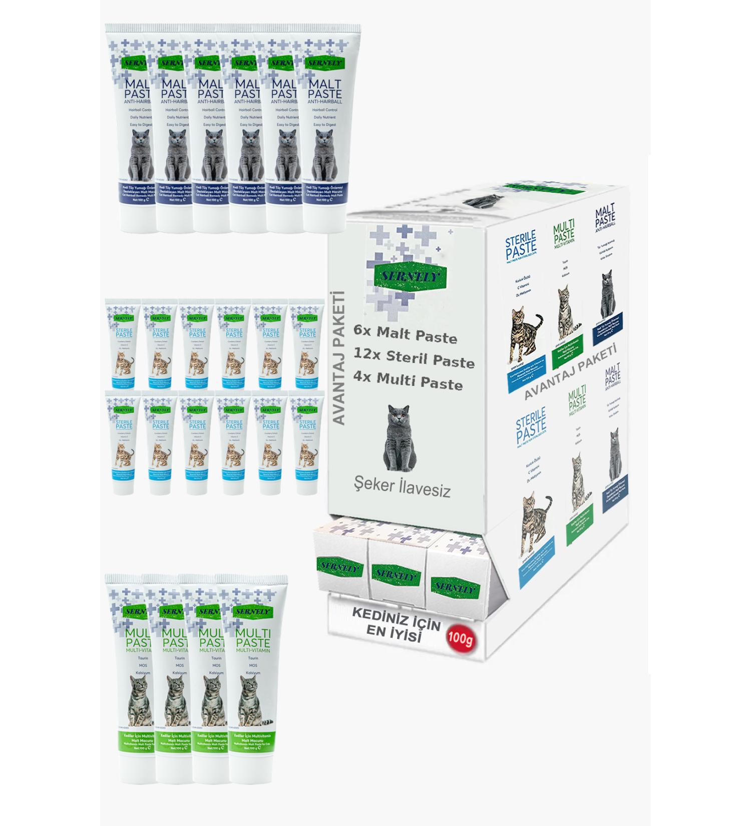 Sernely Cat Vitamin Advantage Package (Sterile Paste 12x100gr Malt Paste 6x100gr Multi Paste 4x100gr)-189