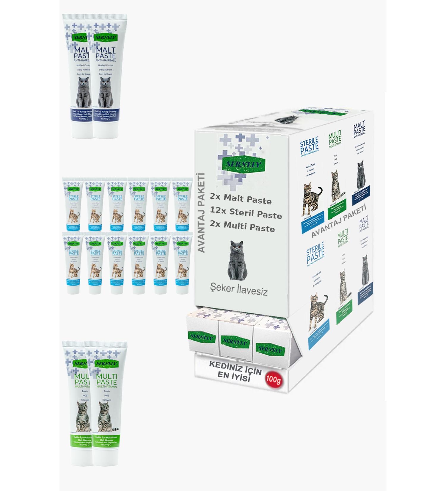 Sernely Cat Vitamin Advantage Package (Sterile Paste 12x100gr Multi Paste 2x100gr Malt Paste 2x100gr)-272