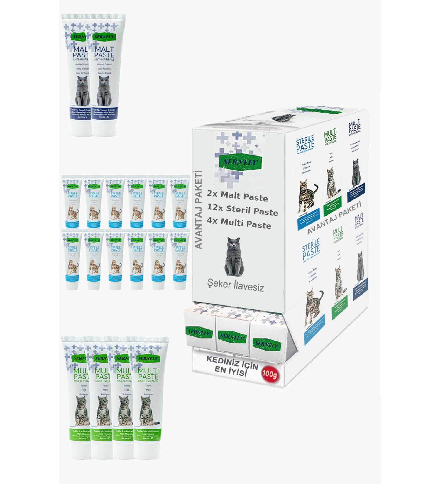 Sernely Cat Vitamin Advantage Package (Sterile Paste 12x100gr Multi Paste 4x100gr Malt Paste 2x100gr)-274