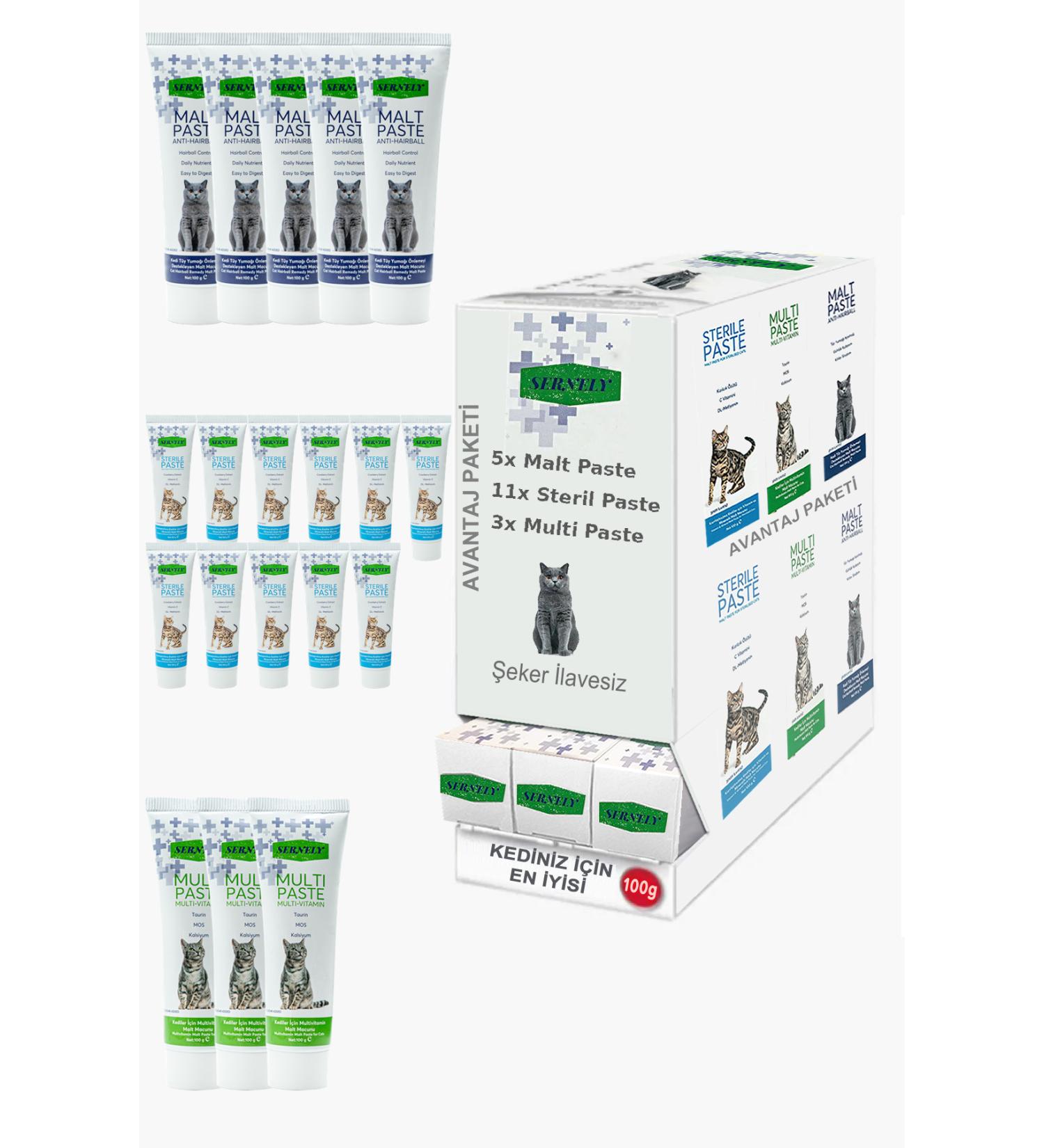 Sernely Cat Vitamin Advantage Package (Sterile Paste 11x100gr Malt Paste 5x100gr Multi Paste 3x100gr)-586