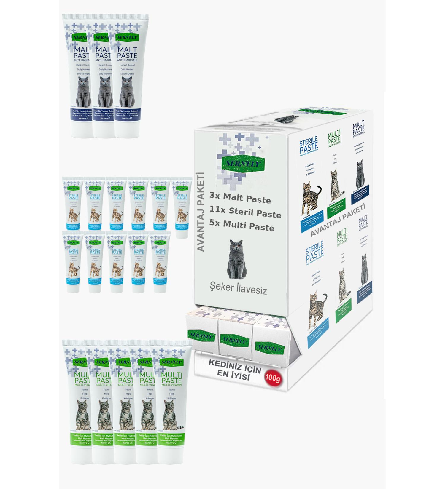 Sernely Cat Vitamin Advantage Package (Sterile Paste 11x100gr Multi Paste 5x100gr Malt Paste 3x100gr)-569