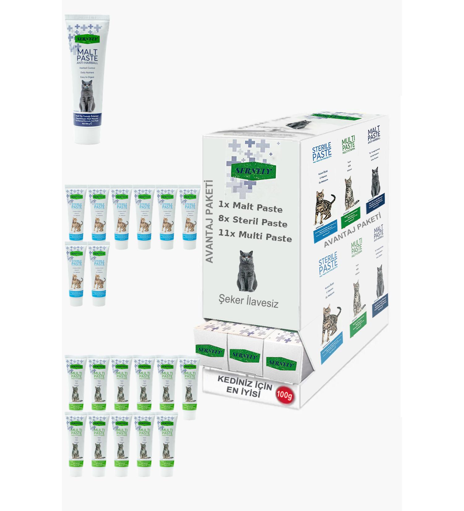 Sernely Cat Malt Advantageous Package (Multi Paste 11x100gr Sterile Paste 8x100gr Malt Paste 1x100gr)-686