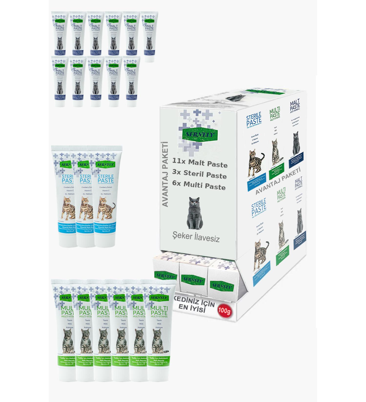 Sernely Cat Malt Advantageous Package (Malt Paste 11x100gr Multi Paste 6x100gr Sterile Paste 3x100gr)-609