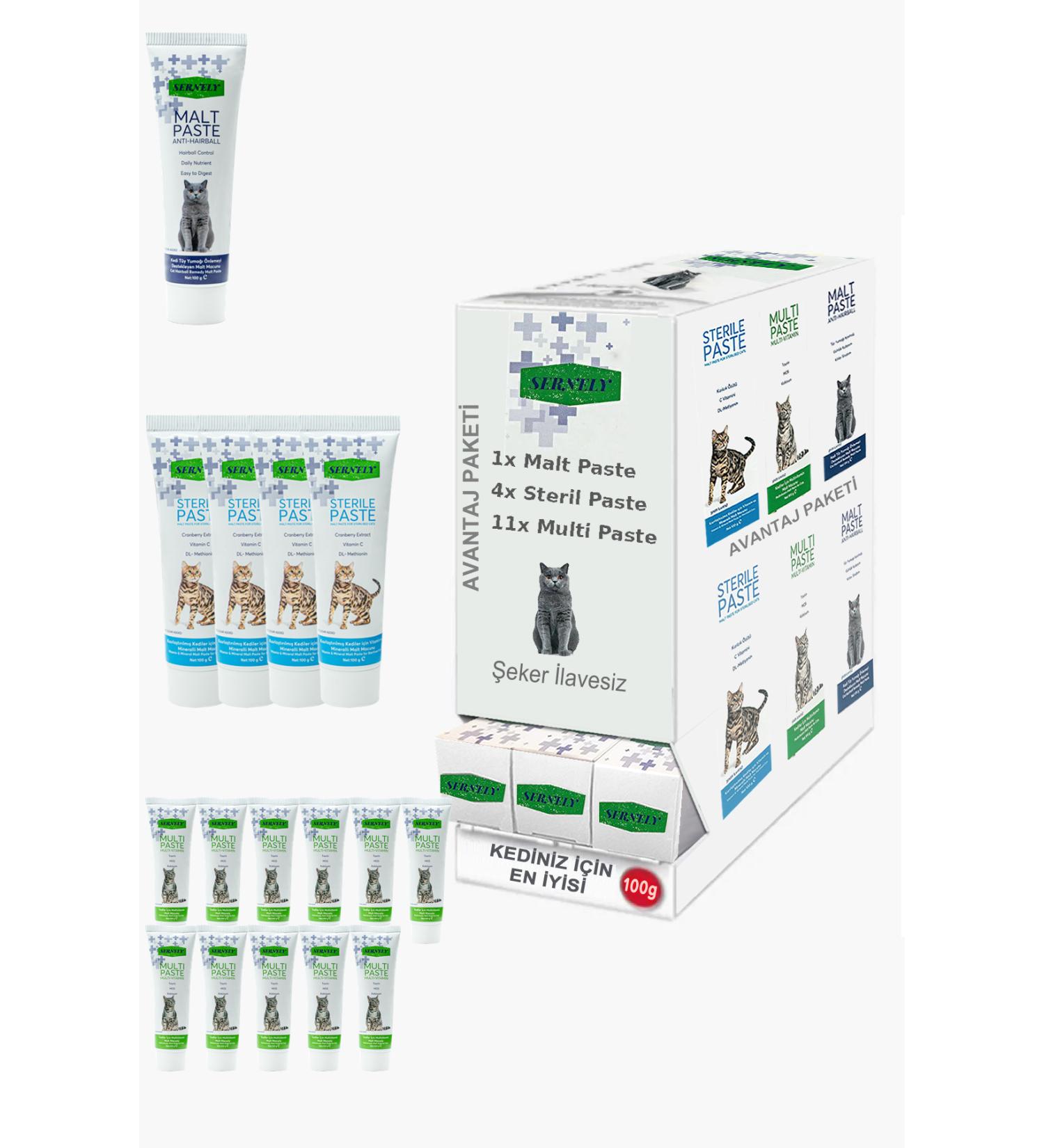 Sernely Cat Malt Advantageous Package (Multi Paste 11x100gr Sterile Paste 4x100gr Malt Paste 1x100gr)-682