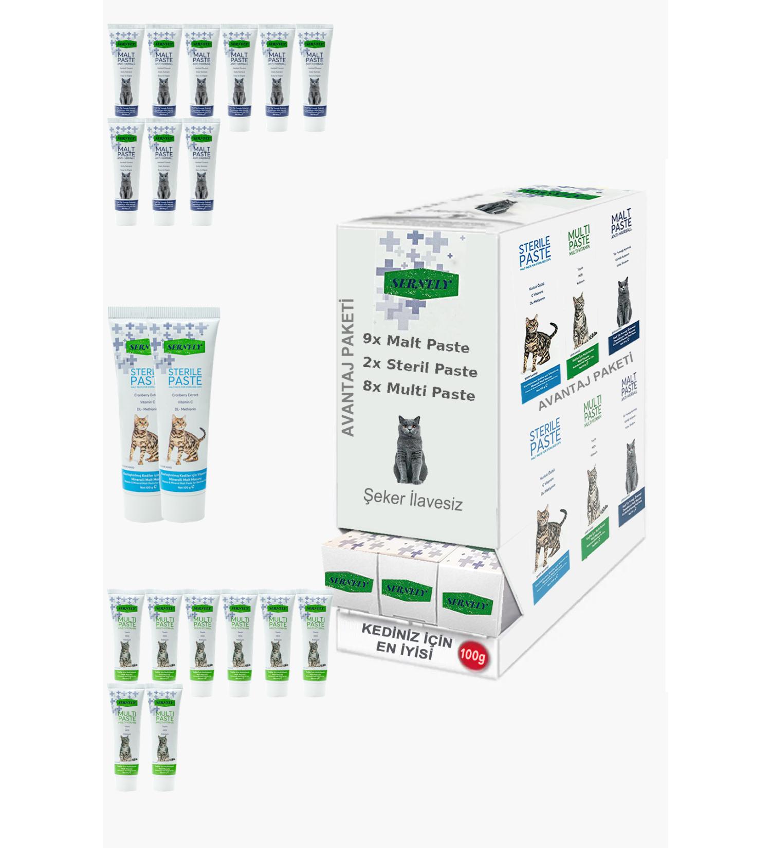 Sernely Cat Malt Advantageous Package (Malt Paste 9x100gr Multi Paste 8x100gr Sterile Paste 2x100gr)-1167
