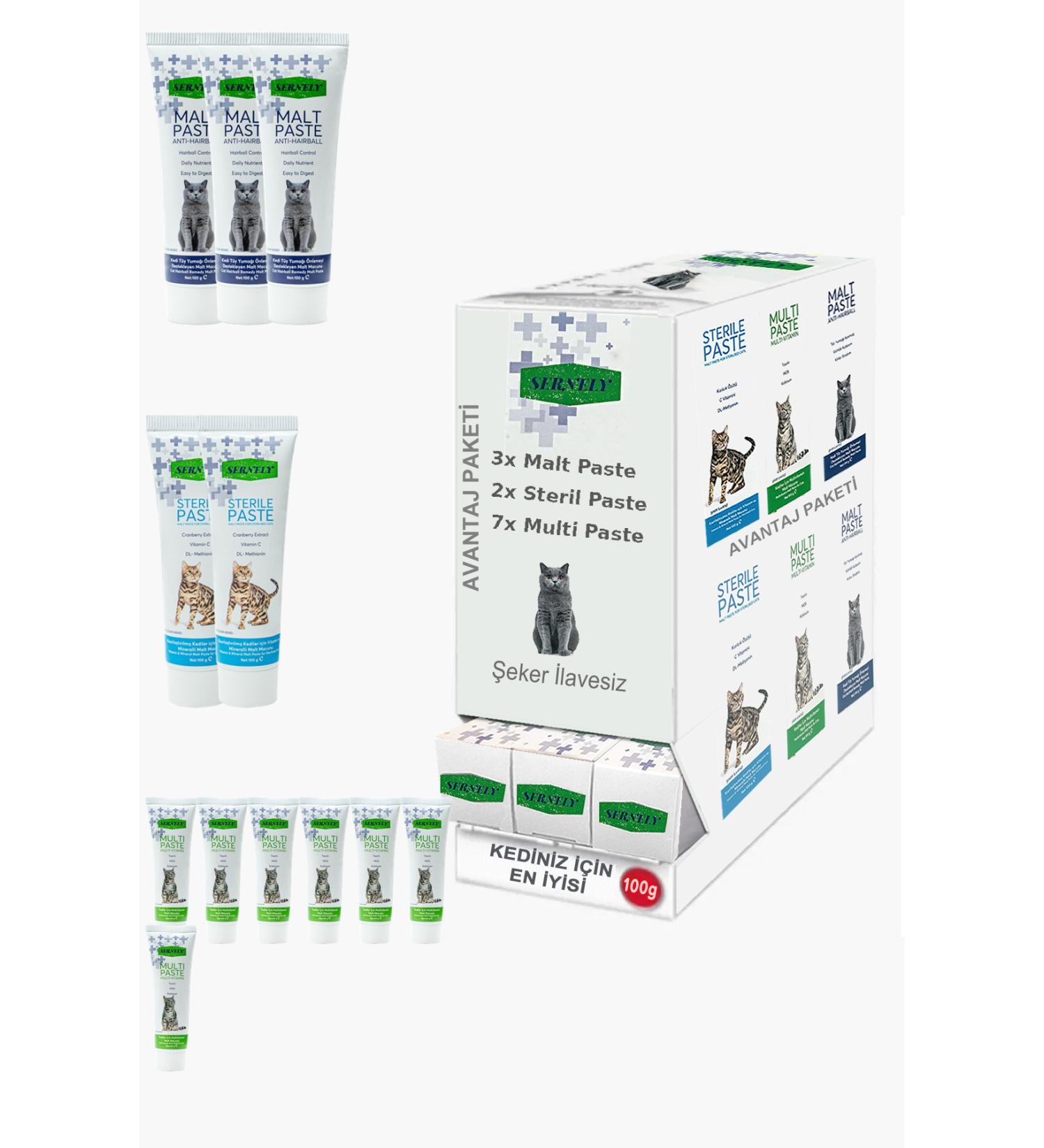Sernely Cat Malt Advantageous Package (Multi Paste 7x100gr Malt Paste 3x100gr Sterile Paste 2x100gr)-1459