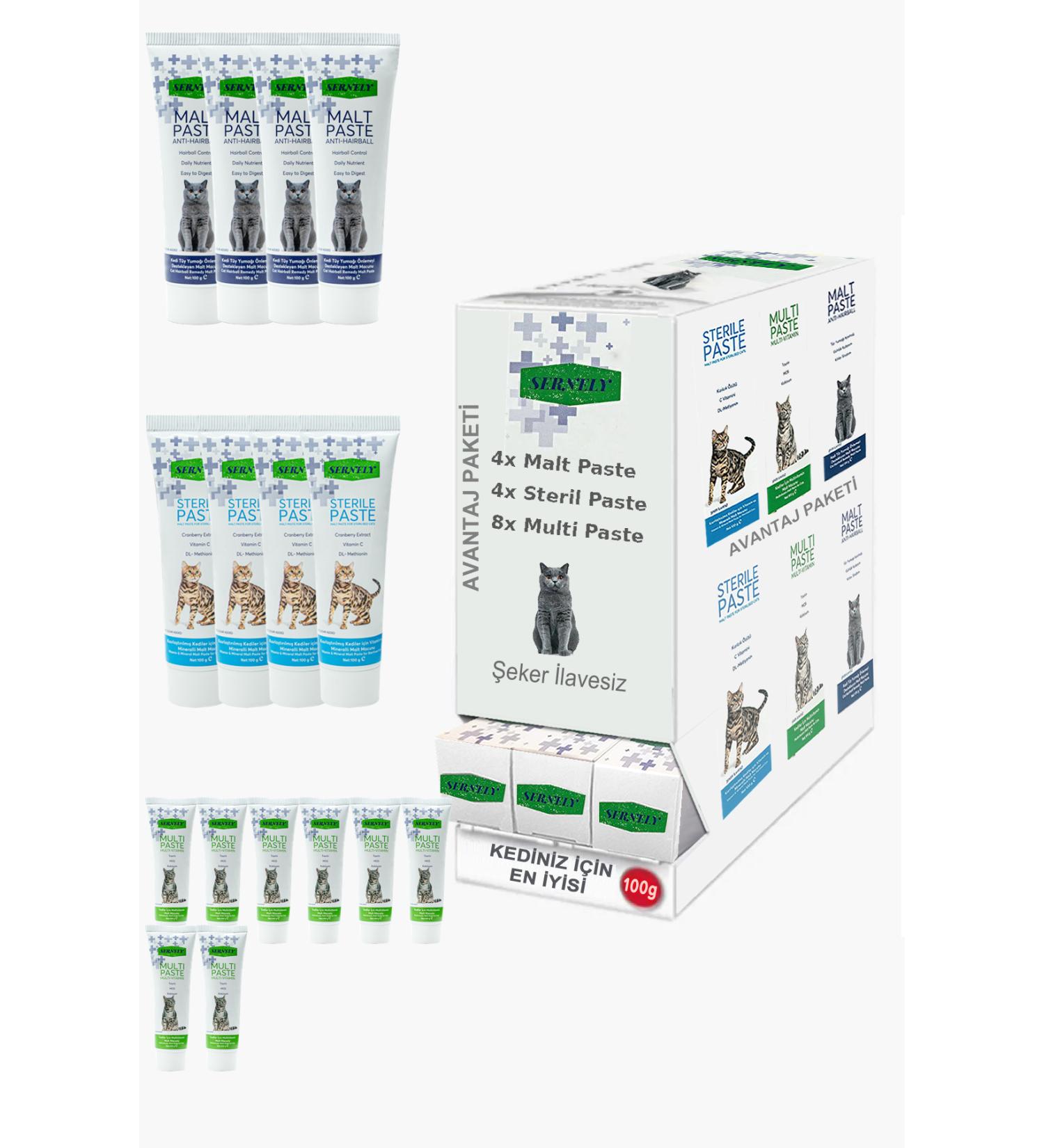 Sernely Cat Malt Advantageous Package (Multi Paste 8x100gr Sterile Paste 4x100gr Malt Paste 4x100gr)-1258