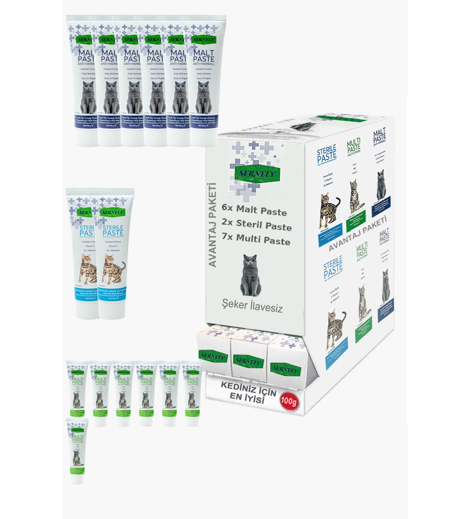 Sernely Cat Malt Advantageous Package (Multi Paste 7x100gr Malt Paste 6x100gr Sterile Paste 2x100gr)-1465